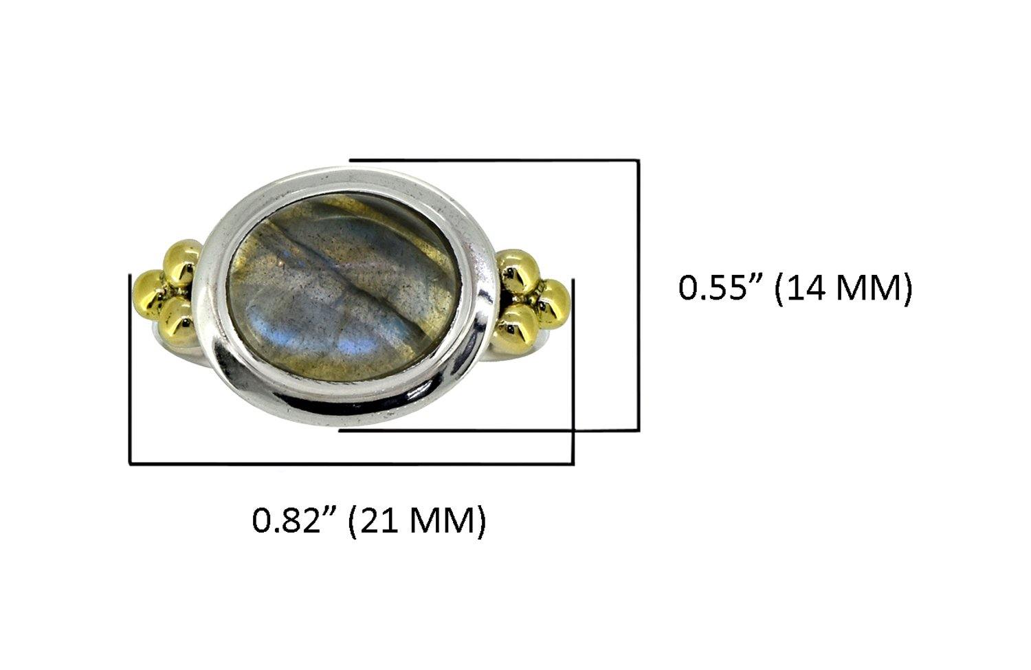 Labradorite Solid 925 Sterling Silver Brass Ring Jewelry - YoTreasure