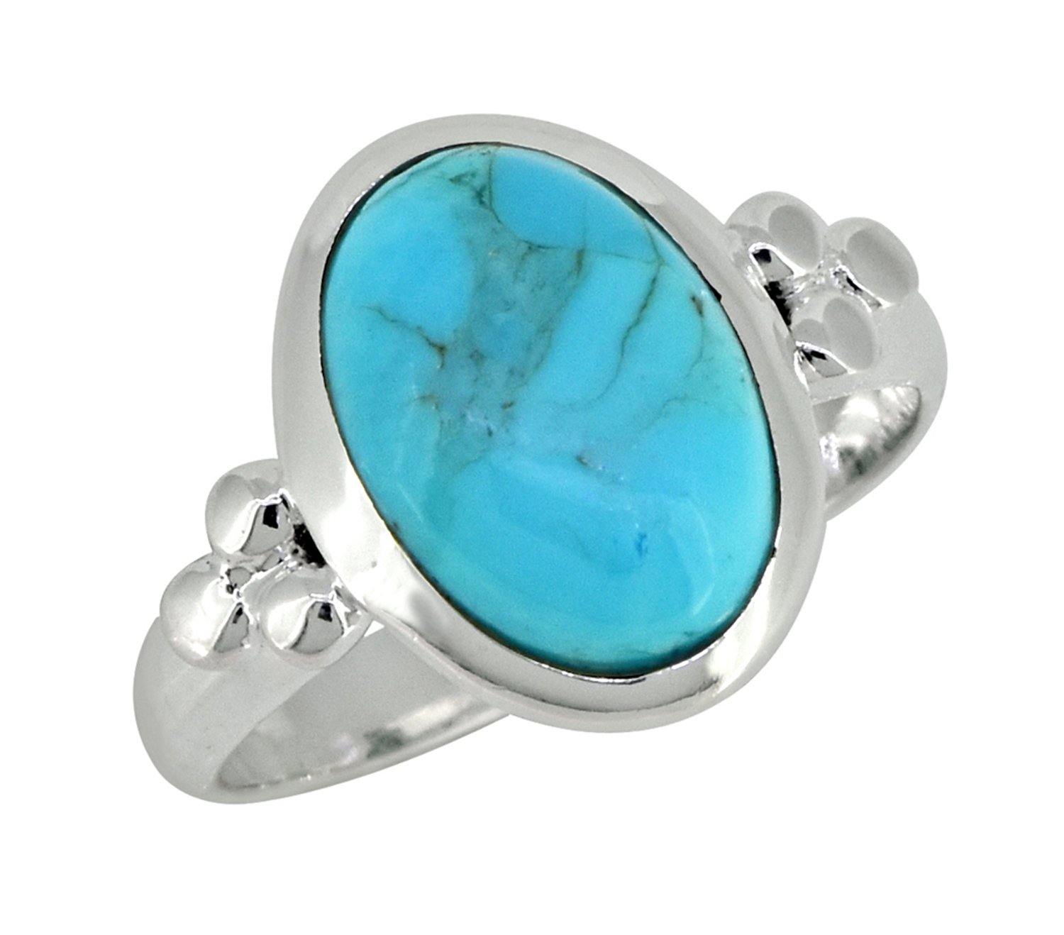 Blue Mohave Turquoise Solid 925 Sterling Silver Ring Jewelry - YoTreasure