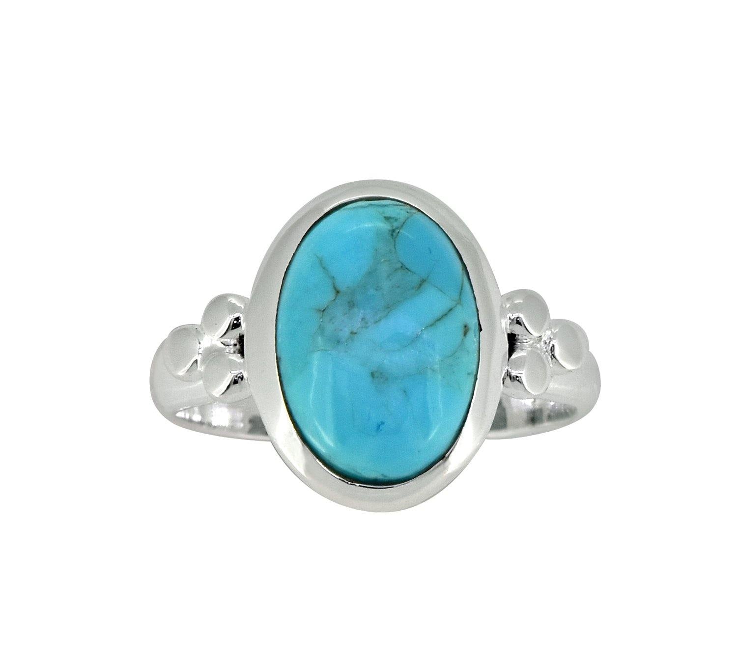 Blue Mohave Turquoise Solid 925 Sterling Silver Ring Jewelry - YoTreasure