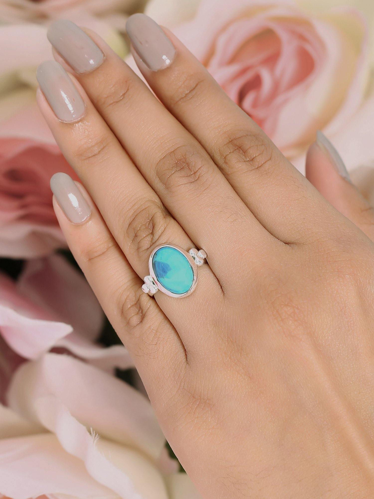 Blue Mohave Turquoise Solid 925 Sterling Silver Ring Jewelry - YoTreasure