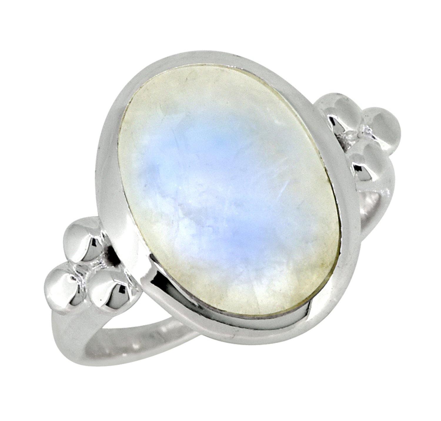 Rainbow Moonstone Solid 925 Sterling Silver Ring Jewelry - YoTreasure