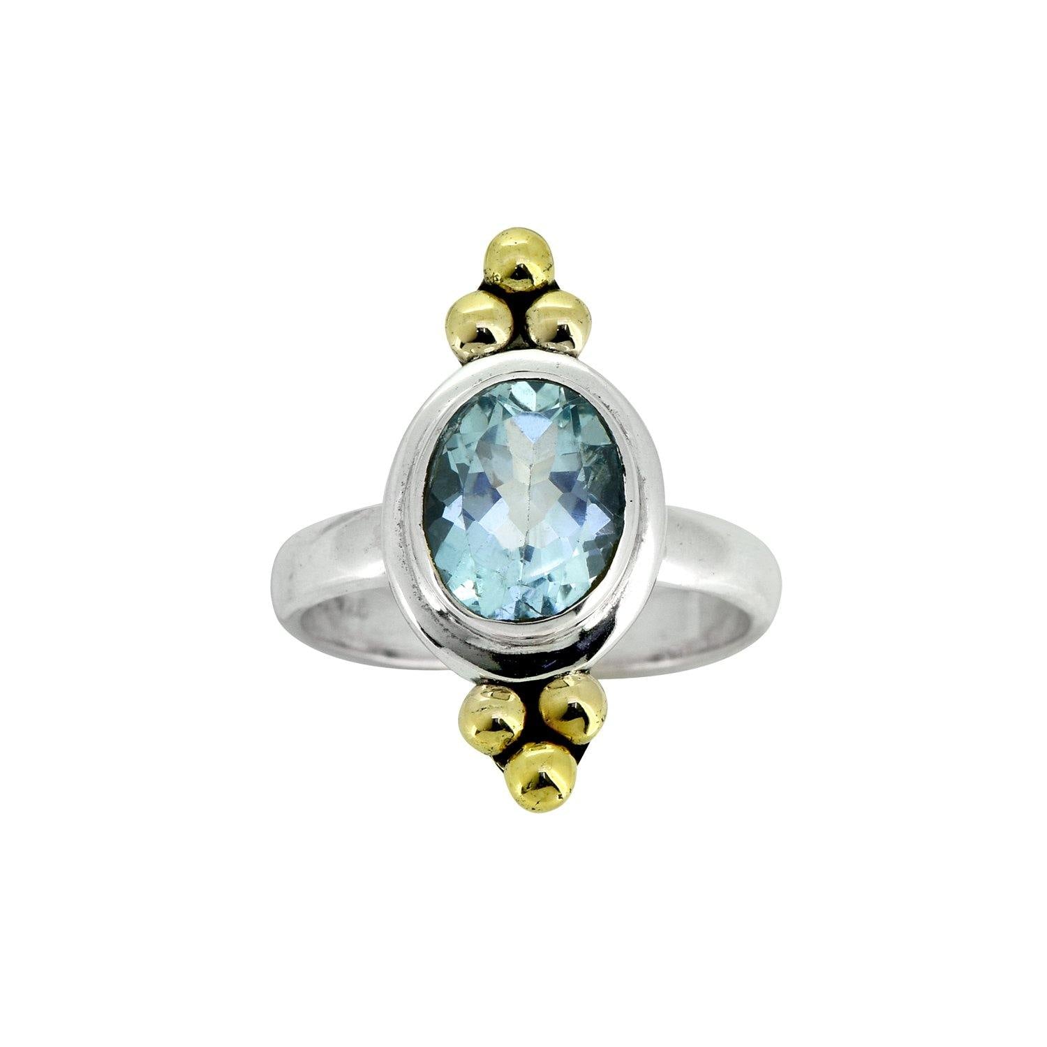Blue Topaz Solid 925 Sterling Silver Brass Ring Jewelry - YoTreasure