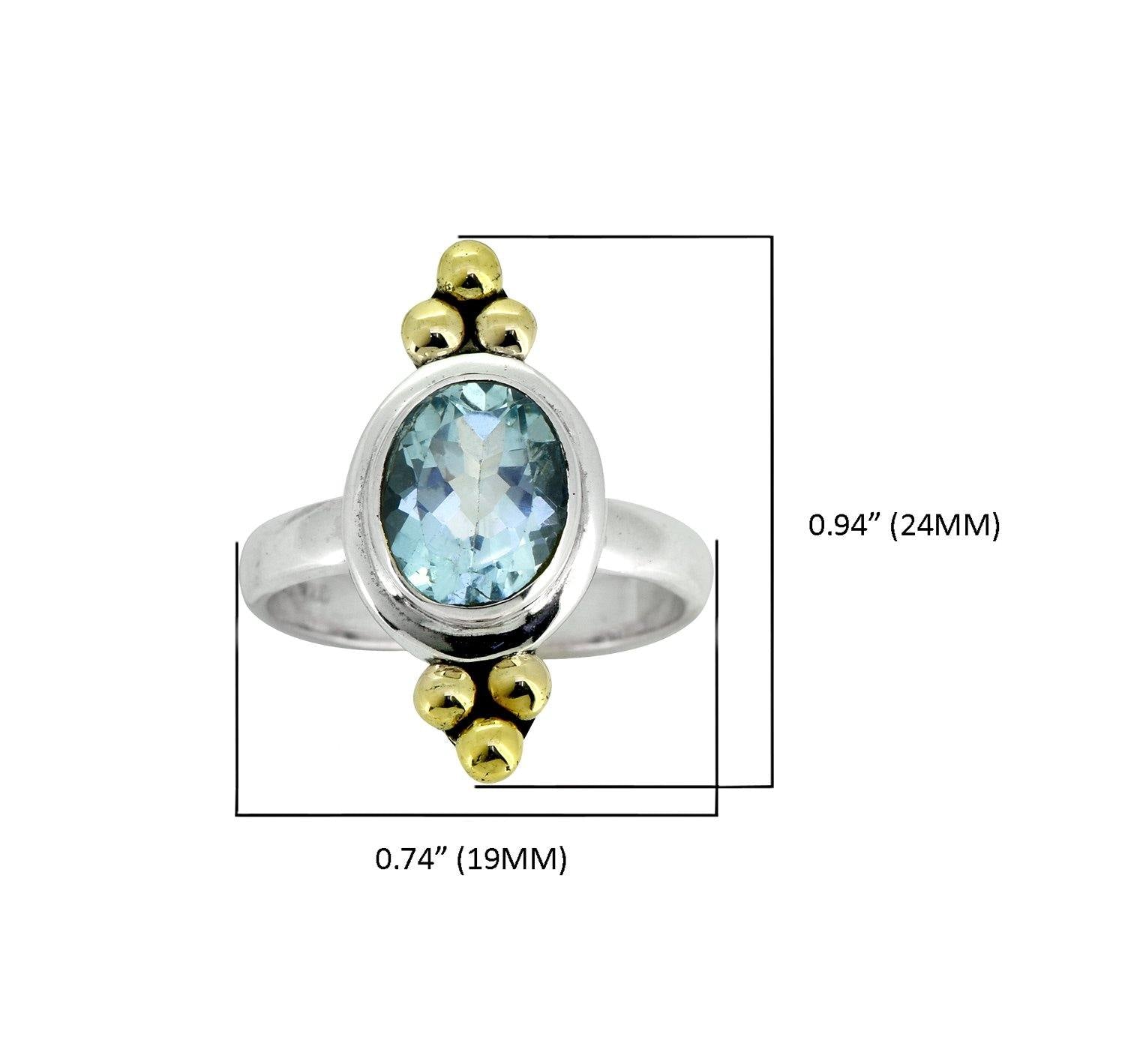 Blue Topaz Solid 925 Sterling Silver Brass Ring Jewelry - YoTreasure