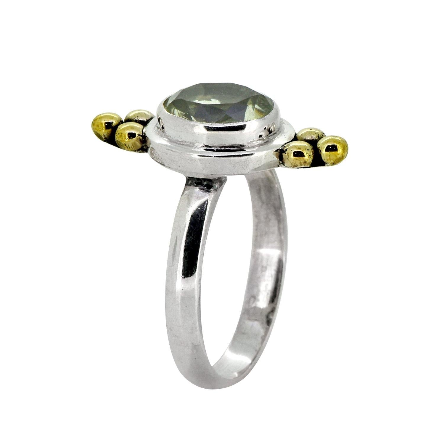 Green Amethyst Solid 925 Sterling Silver Brass Ring Jewelry - YoTreasure