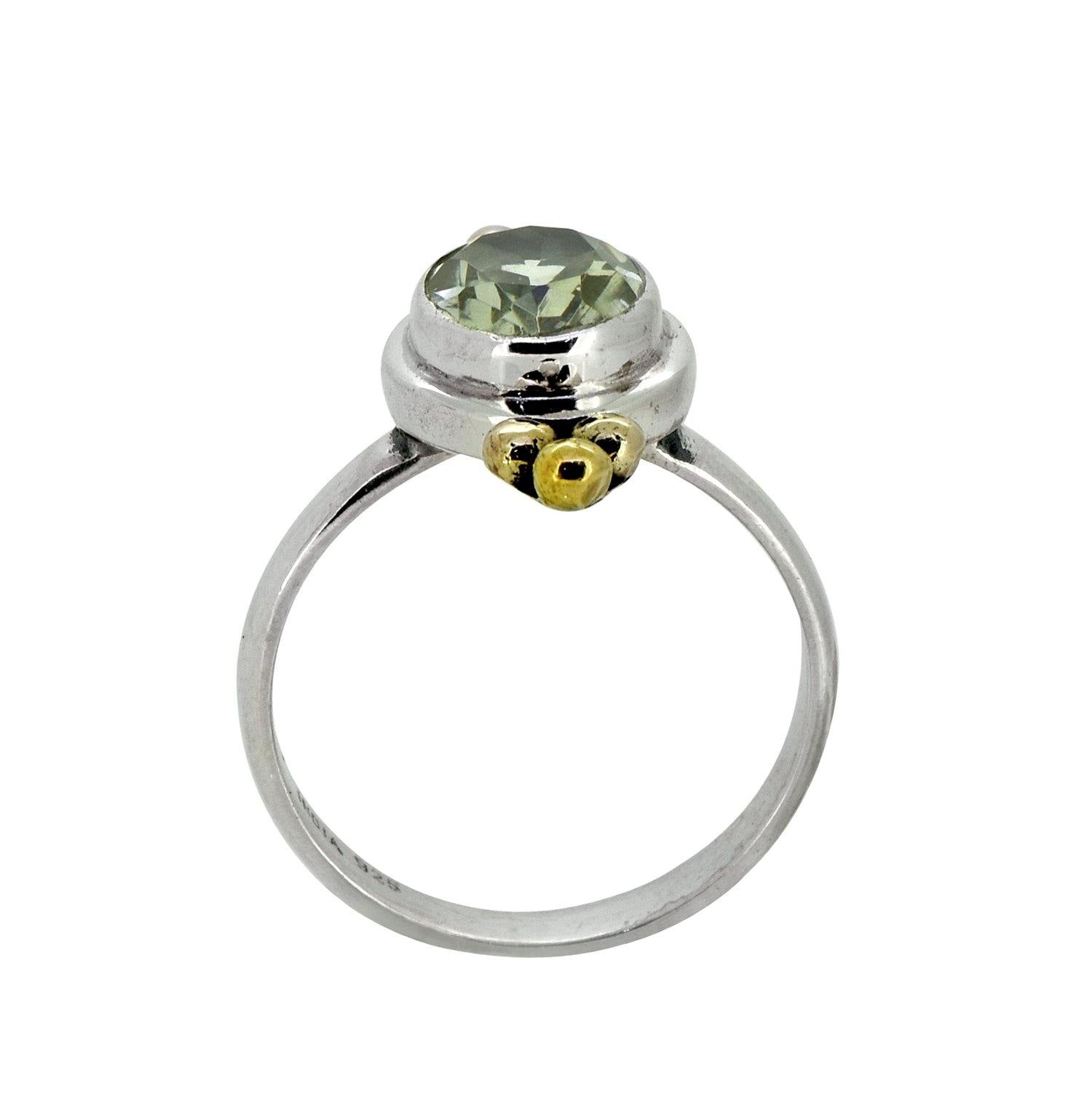 Green Amethyst Solid 925 Sterling Silver Brass Ring Jewelry - YoTreasure