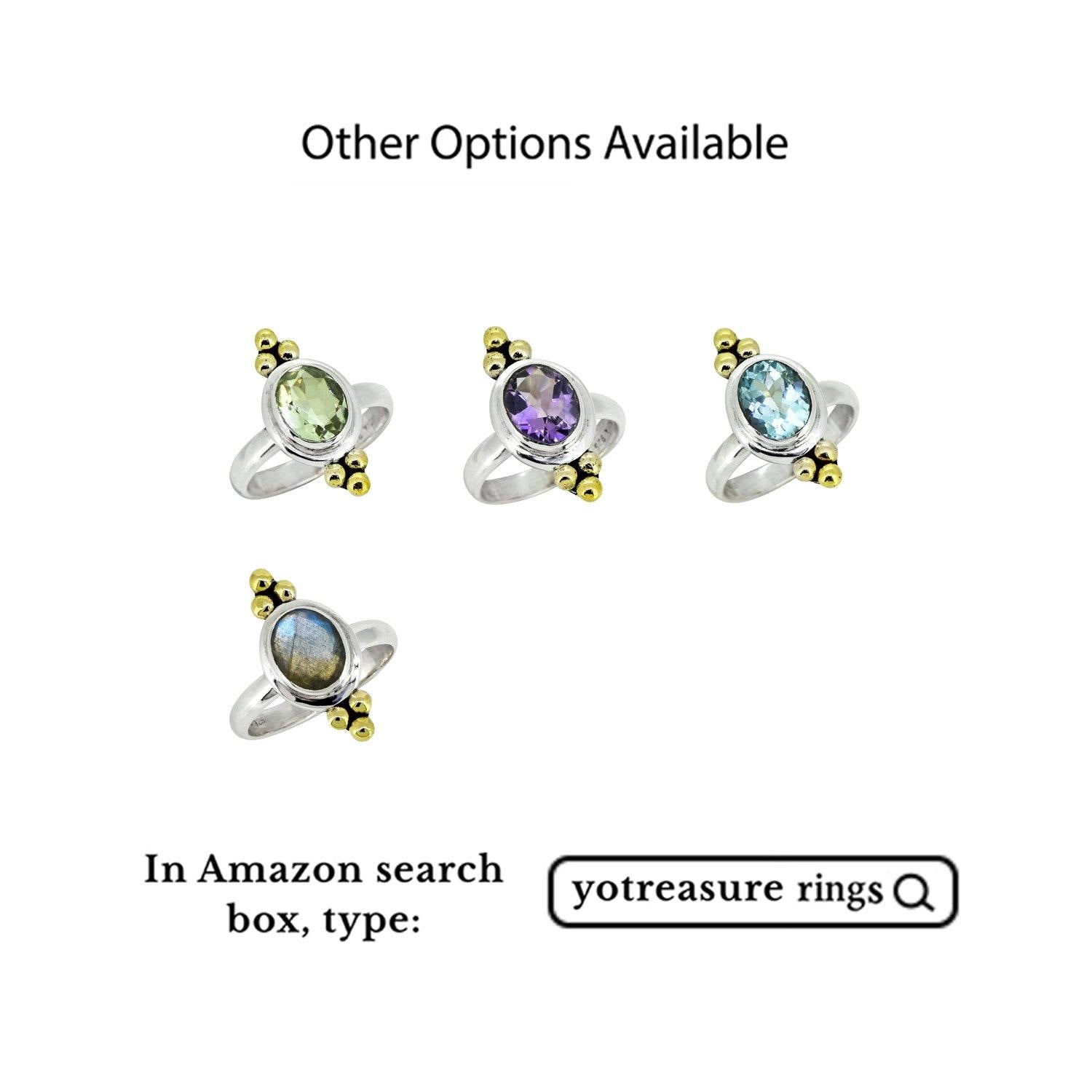 Green Amethyst Solid 925 Sterling Silver Brass Ring Jewelry - YoTreasure