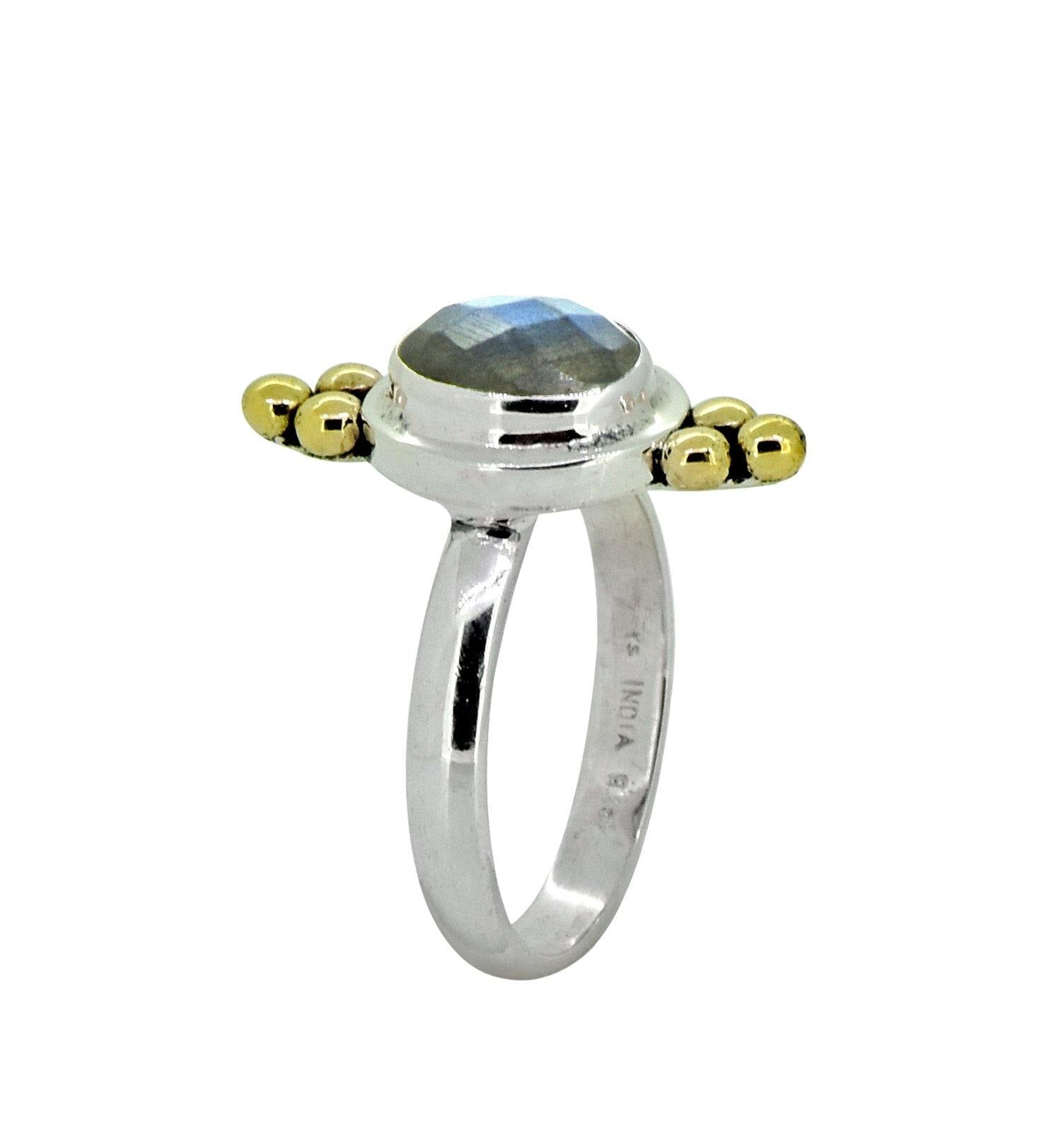 Labradorite Solid 925 Sterling Silver Brass Ring Jewelry - YoTreasure