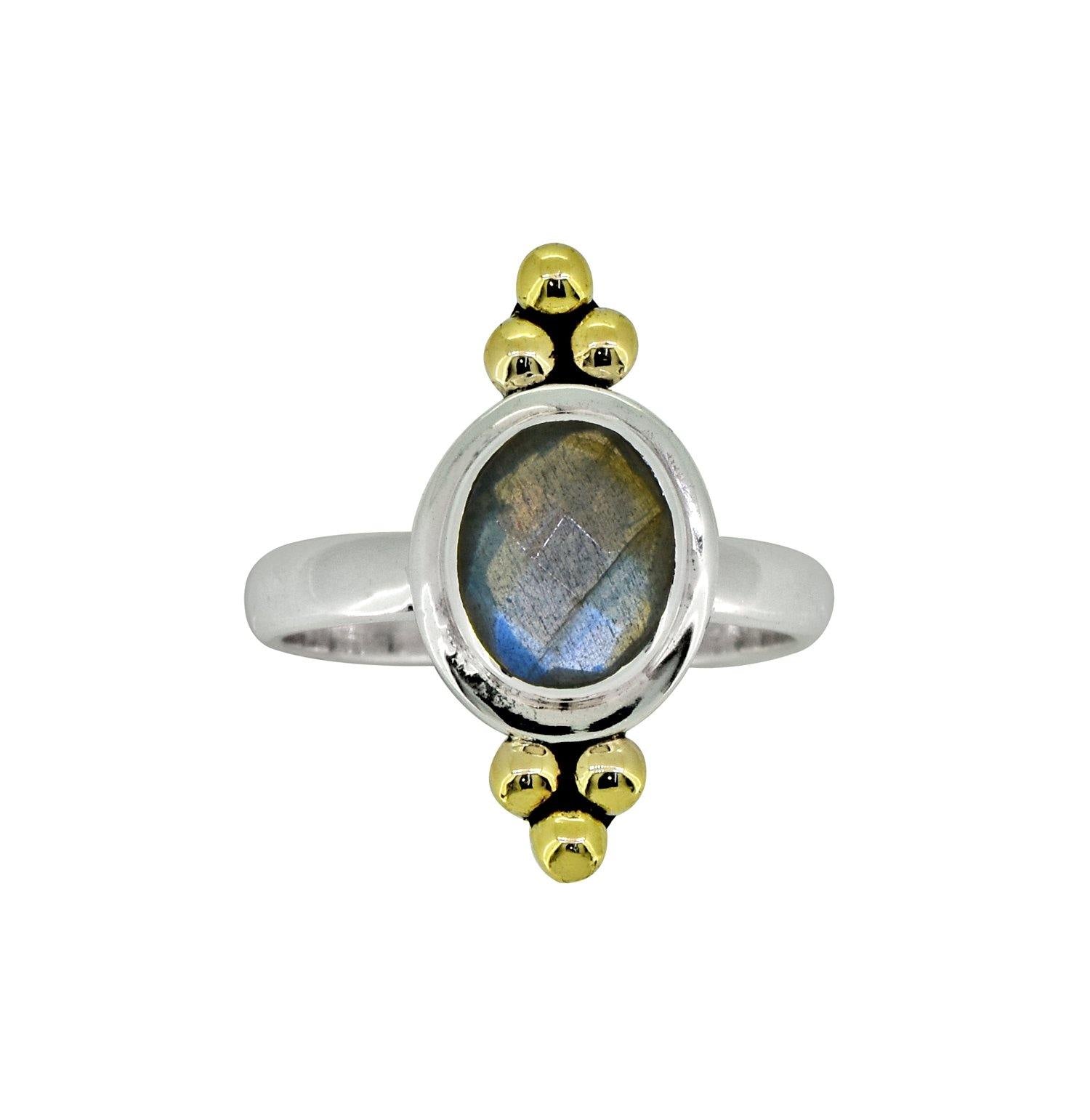 Labradorite Solid 925 Sterling Silver Brass Ring Jewelry - YoTreasure
