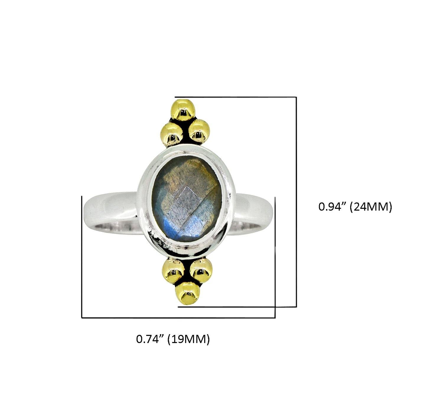 Labradorite Solid 925 Sterling Silver Brass Ring Jewelry - YoTreasure