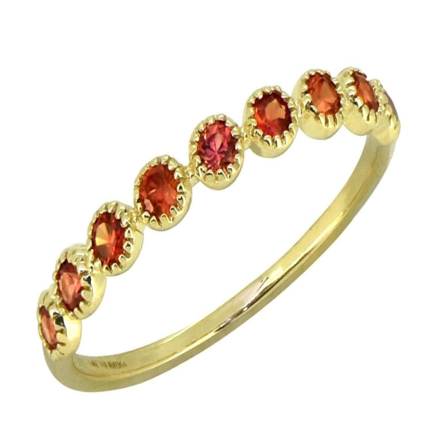 0.41 ct Orange Sapphire Solid 14k Yellow Gold Eternity Band Ring Jewelry - YoTreasure