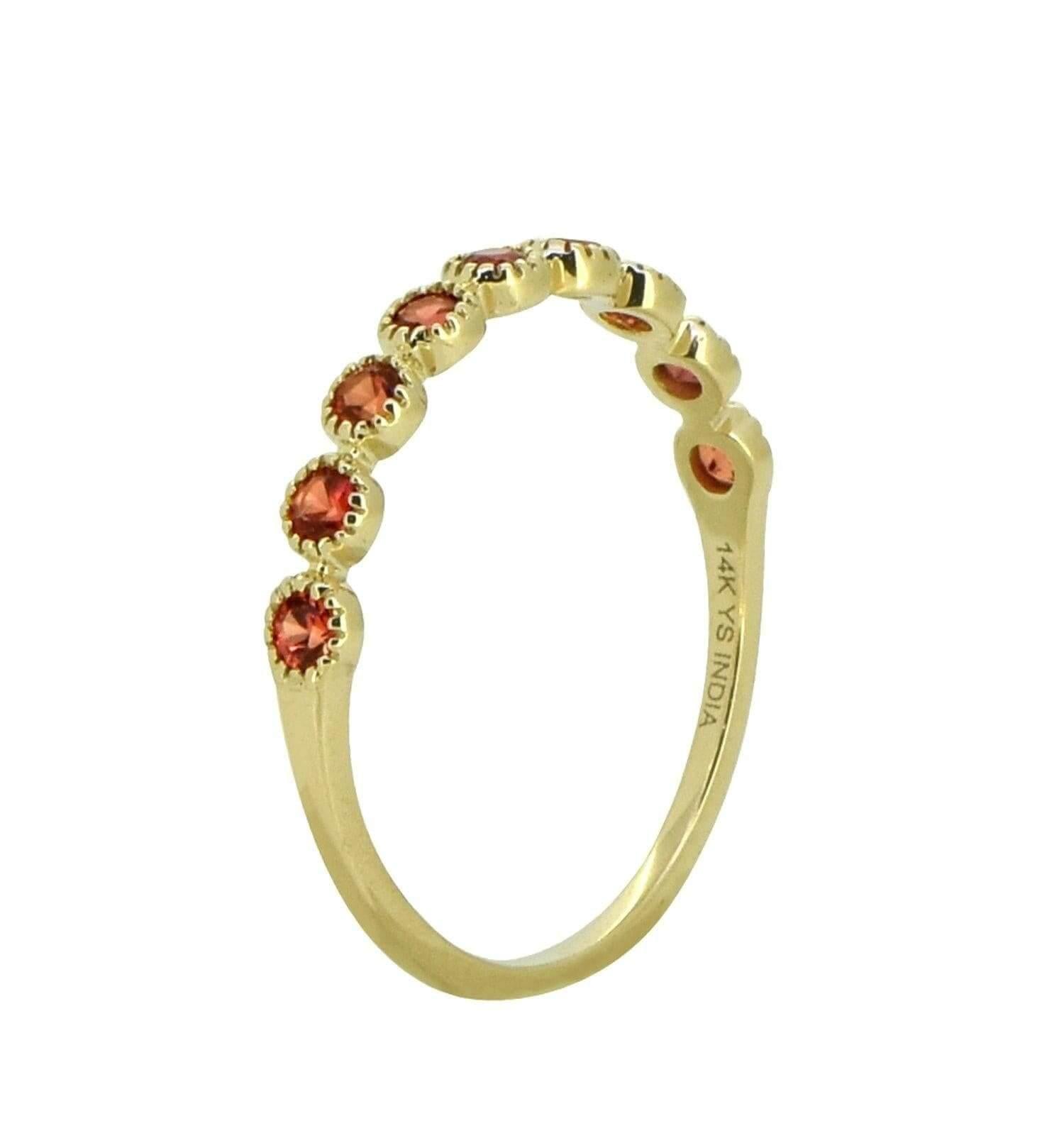 0.41 ct Orange Sapphire Solid 14k Yellow Gold Eternity Band Ring Jewelry - YoTreasure