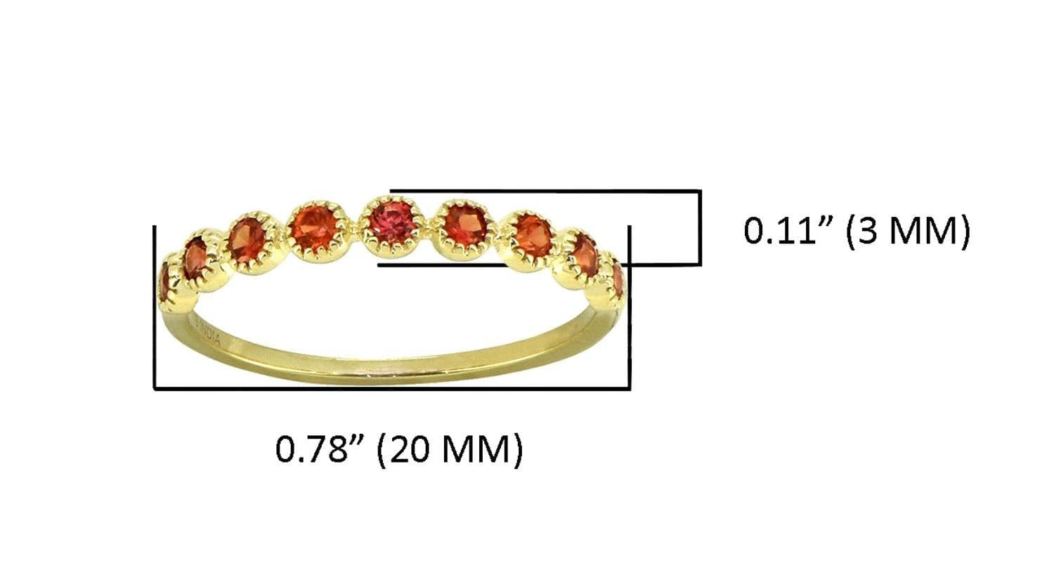 0.41 ct Orange Sapphire Solid 14k Yellow Gold Eternity Band Ring Jewelry - YoTreasure
