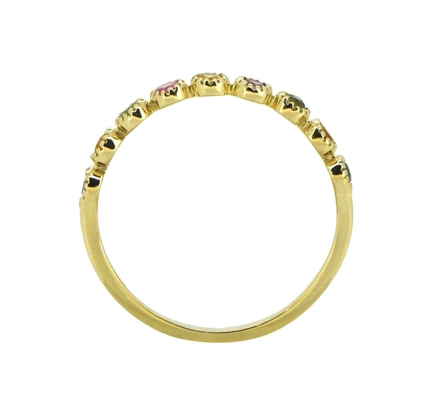 0.41 ct Multi Sapphire Solid 14k Yellow Gold Eternity Band Ring Jewelry - YoTreasure