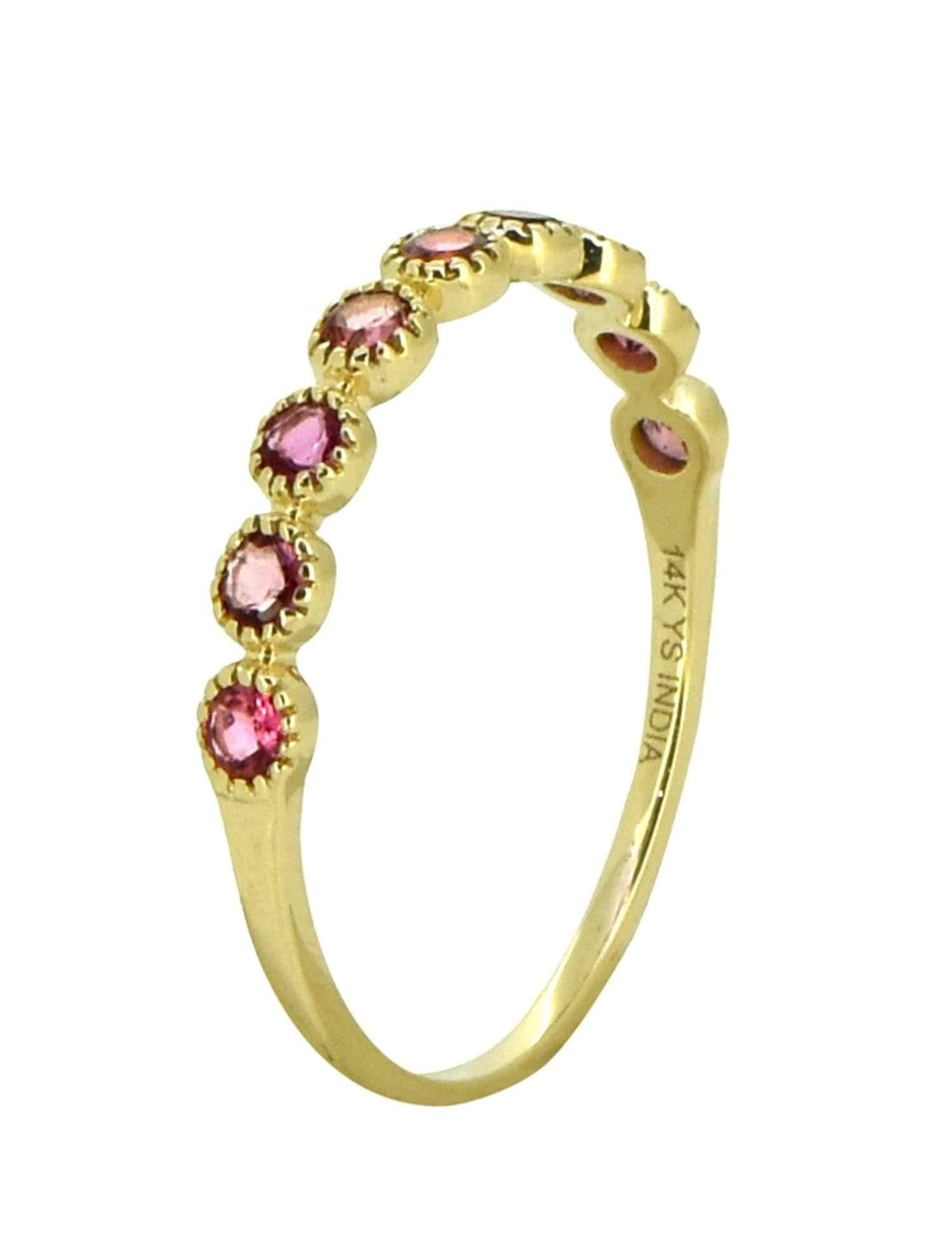 0.36 ct Pink Sapphire Solid 14k Yellow Gold Eternity Band Ring Jewelry - YoTreasure
