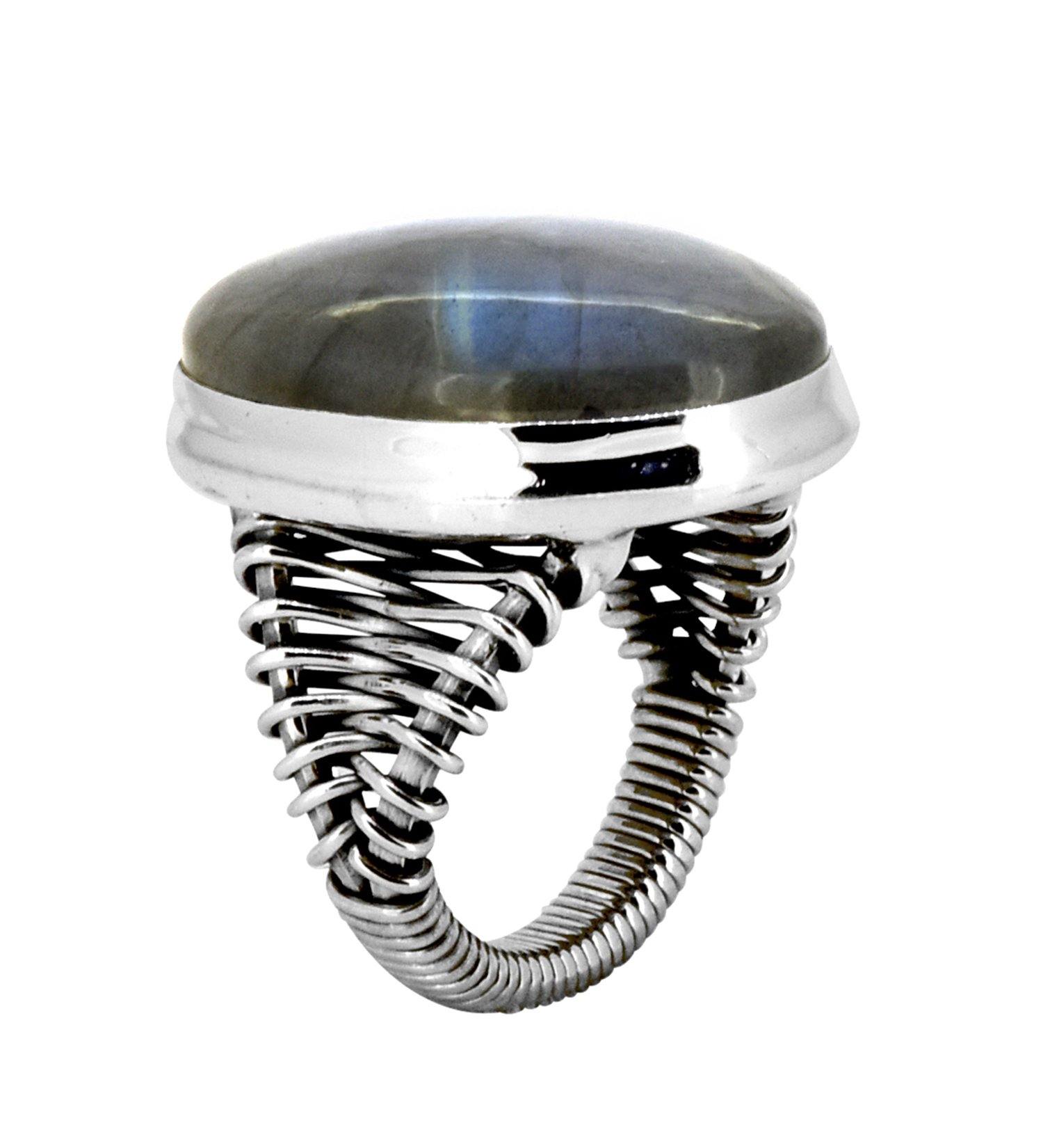 Labradorite Solid 925 Sterling Silver Cocktail Ring Jewelry - YoTreasure