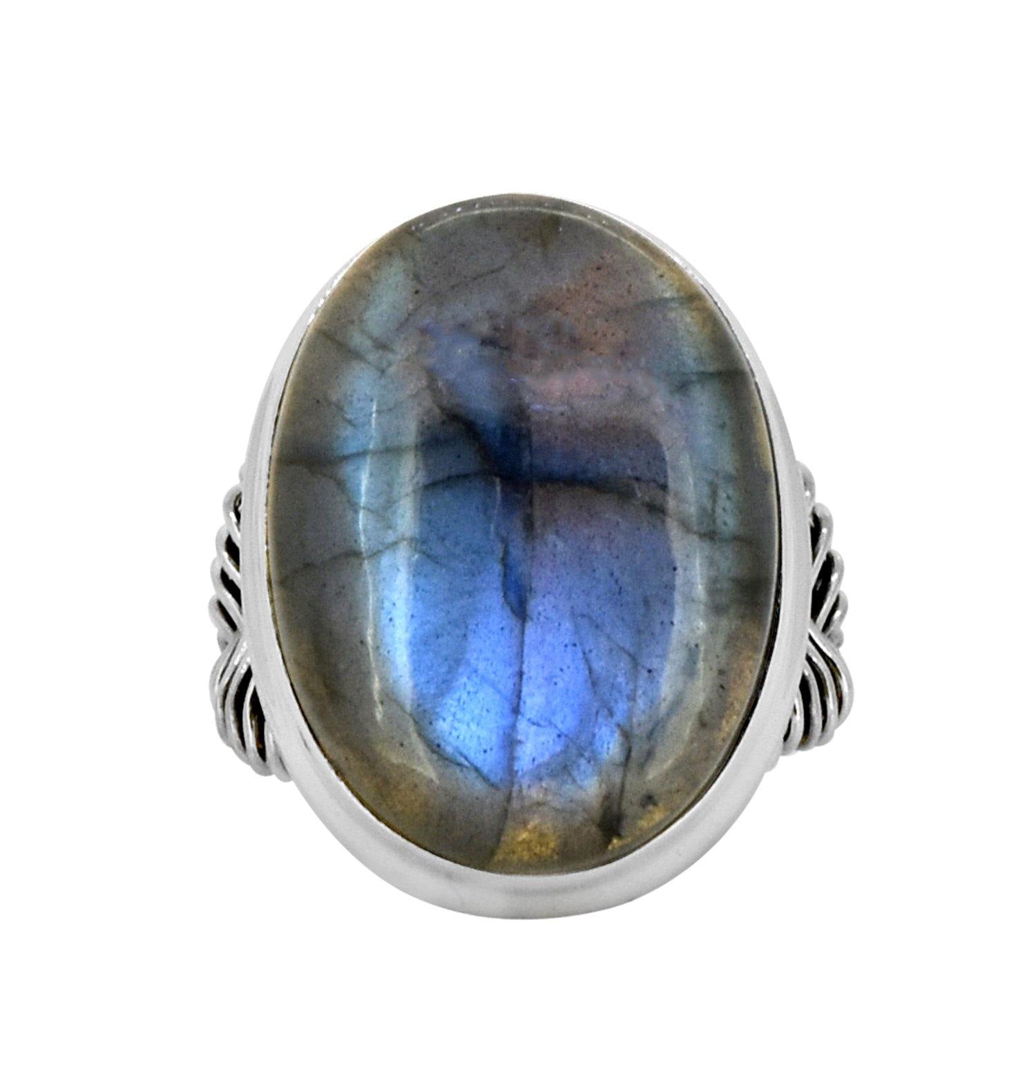 Labradorite Solid 925 Sterling Silver Cocktail Ring Jewelry - YoTreasure