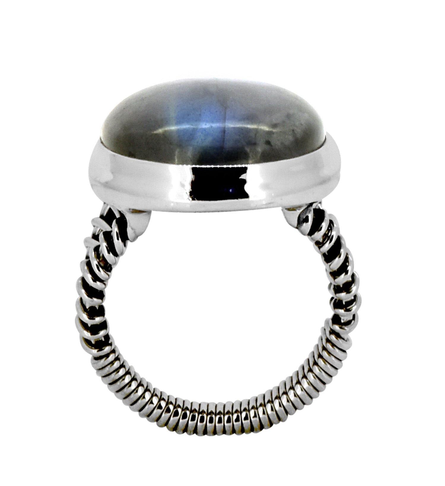 Labradorite Solid 925 Sterling Silver Cocktail Ring Jewelry - YoTreasure