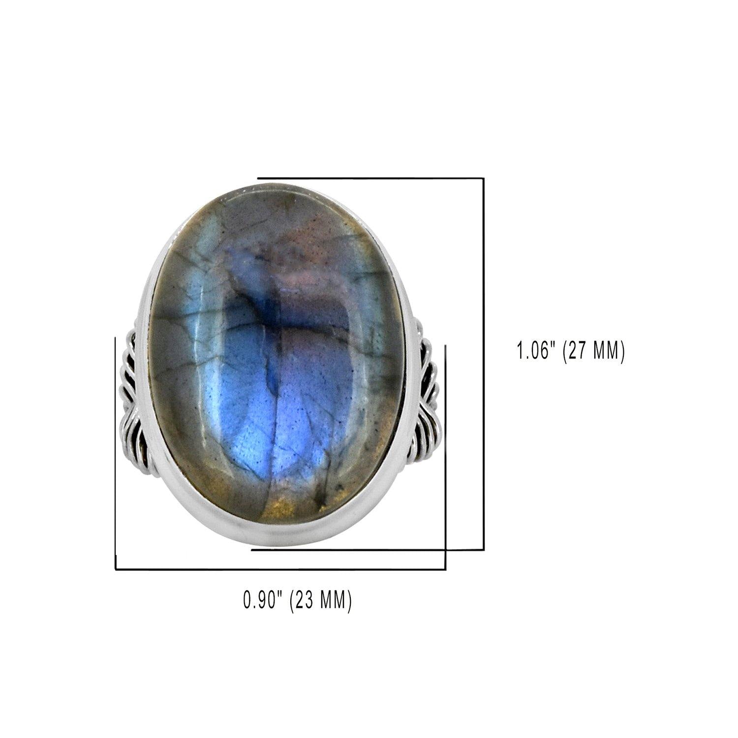 Labradorite Solid 925 Sterling Silver Cocktail Ring Jewelry - YoTreasure