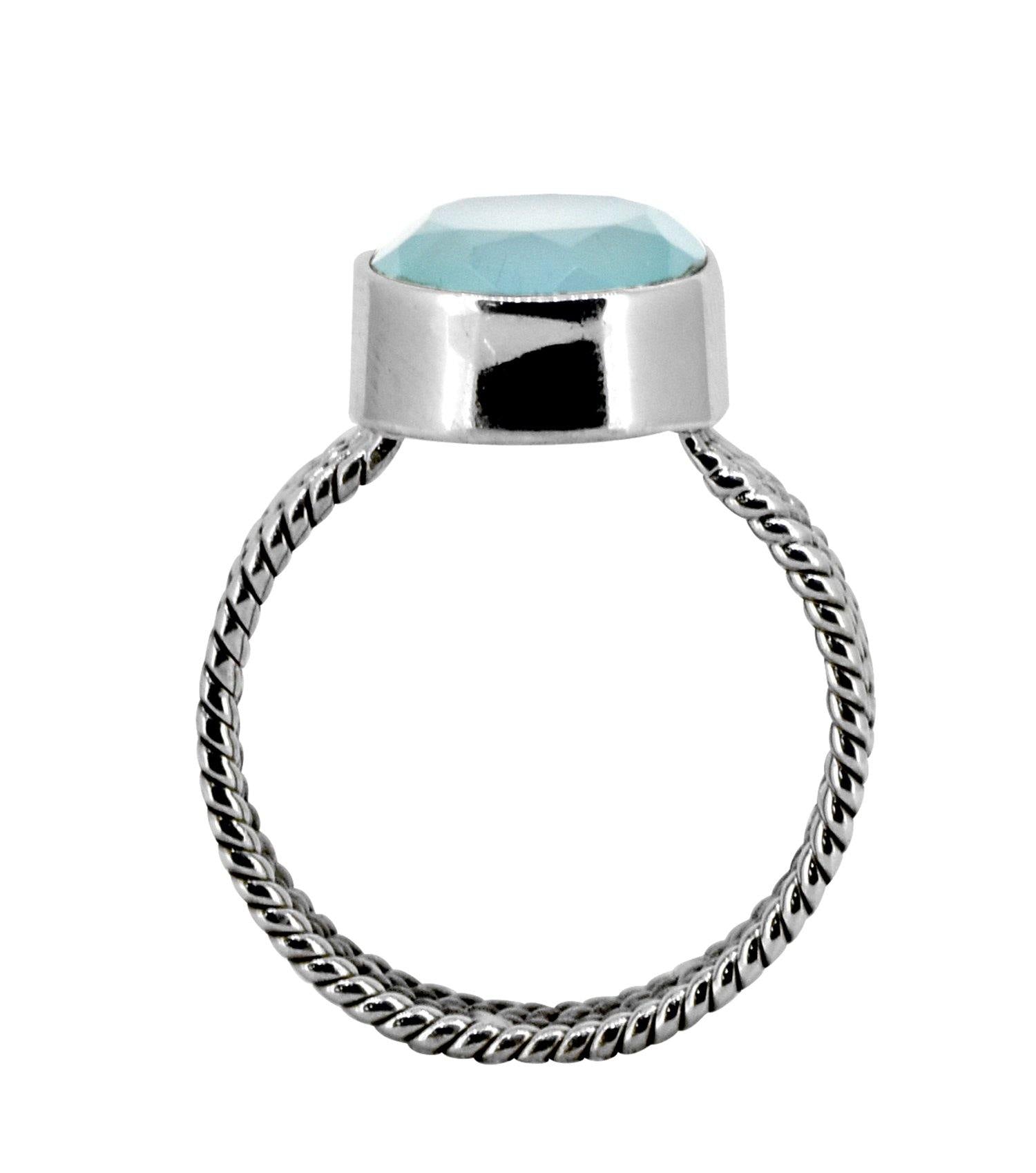 Aqua Chalcedony Solid 925 Sterling Silver Ring Jewelry - YoTreasure