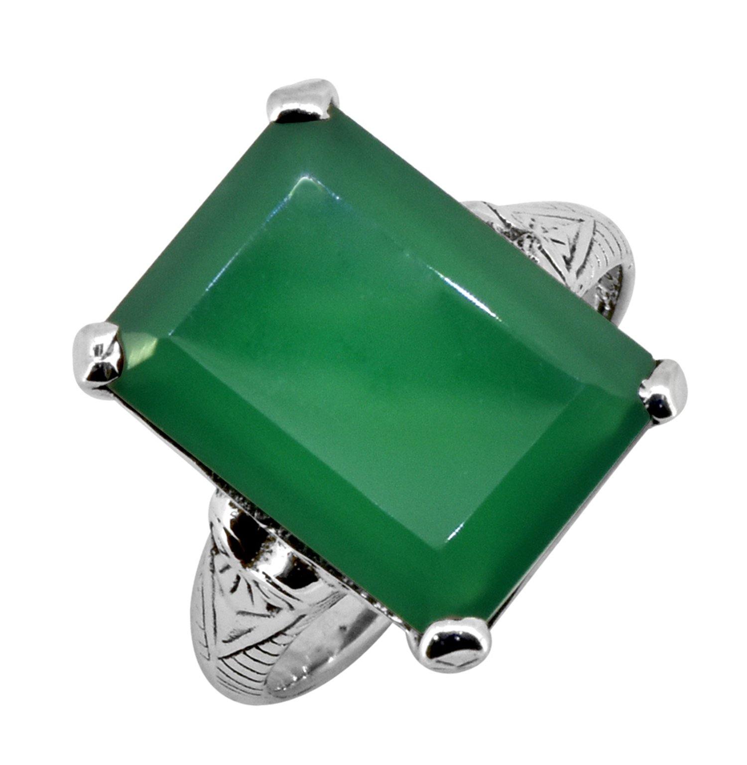 Green Onyx Solid 925 Sterling Silver Gemstone Ring Jewelry - YoTreasure