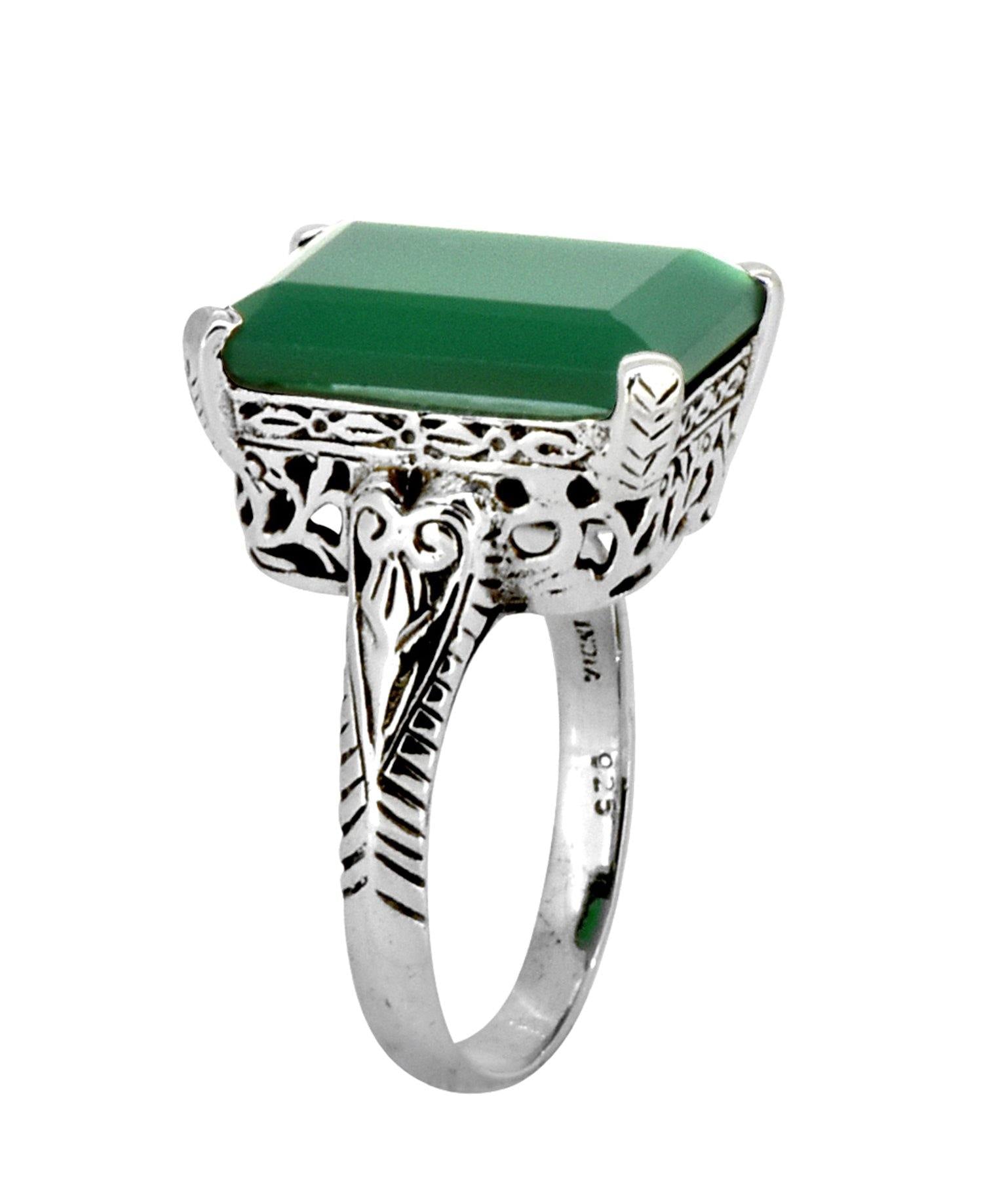 Green Onyx Solid 925 Sterling Silver Gemstone Ring Jewelry - YoTreasure