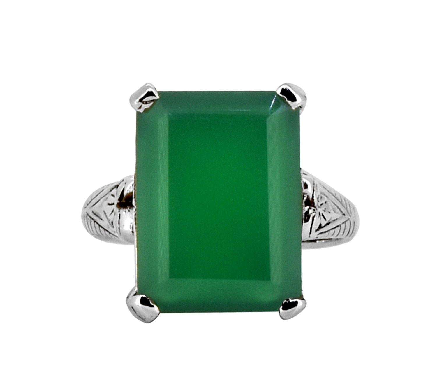 Green Onyx Solid 925 Sterling Silver Gemstone Ring Jewelry - YoTreasure