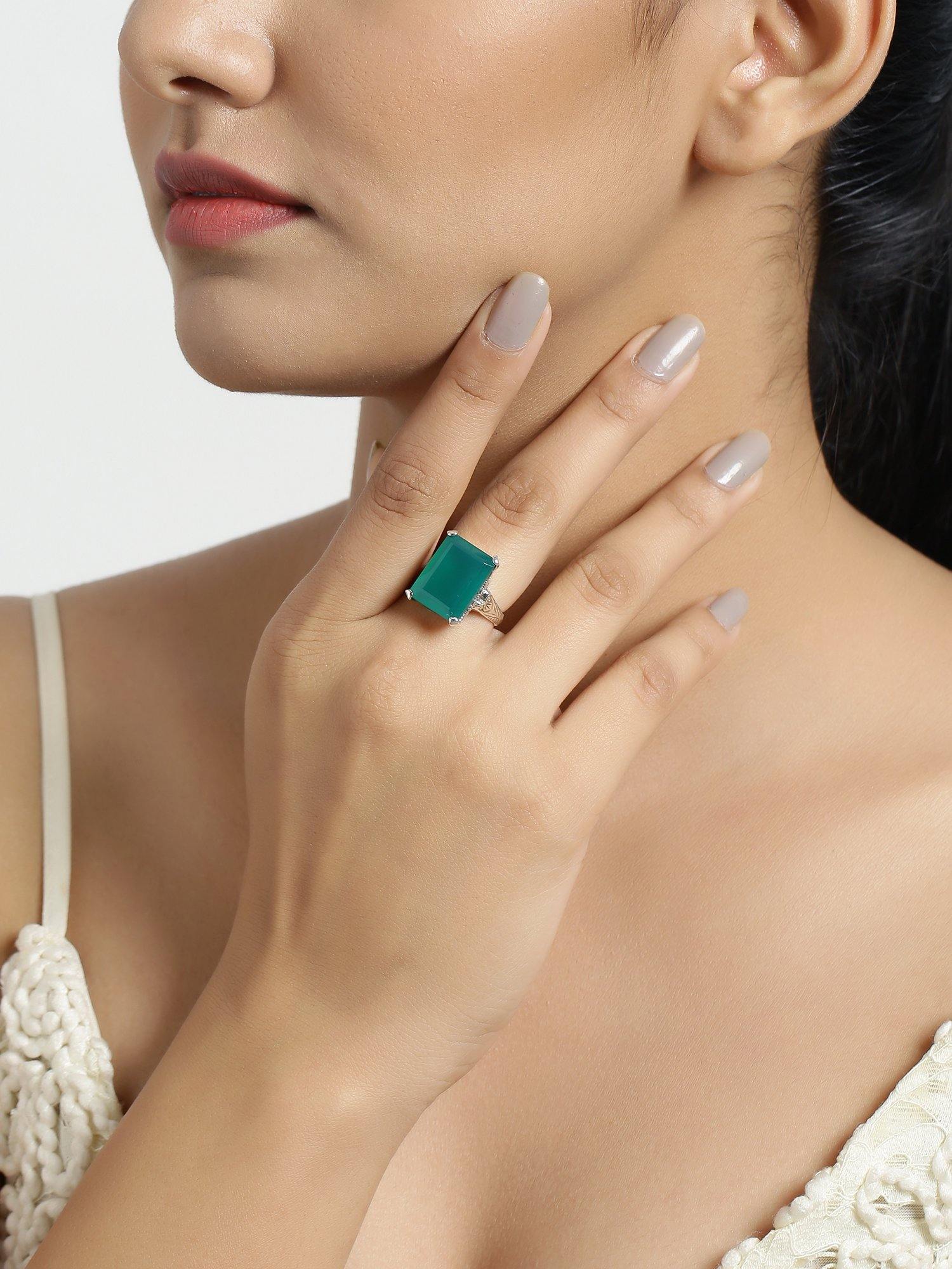 Green Onyx Solid 925 Sterling Silver Gemstone Ring Jewelry - YoTreasure