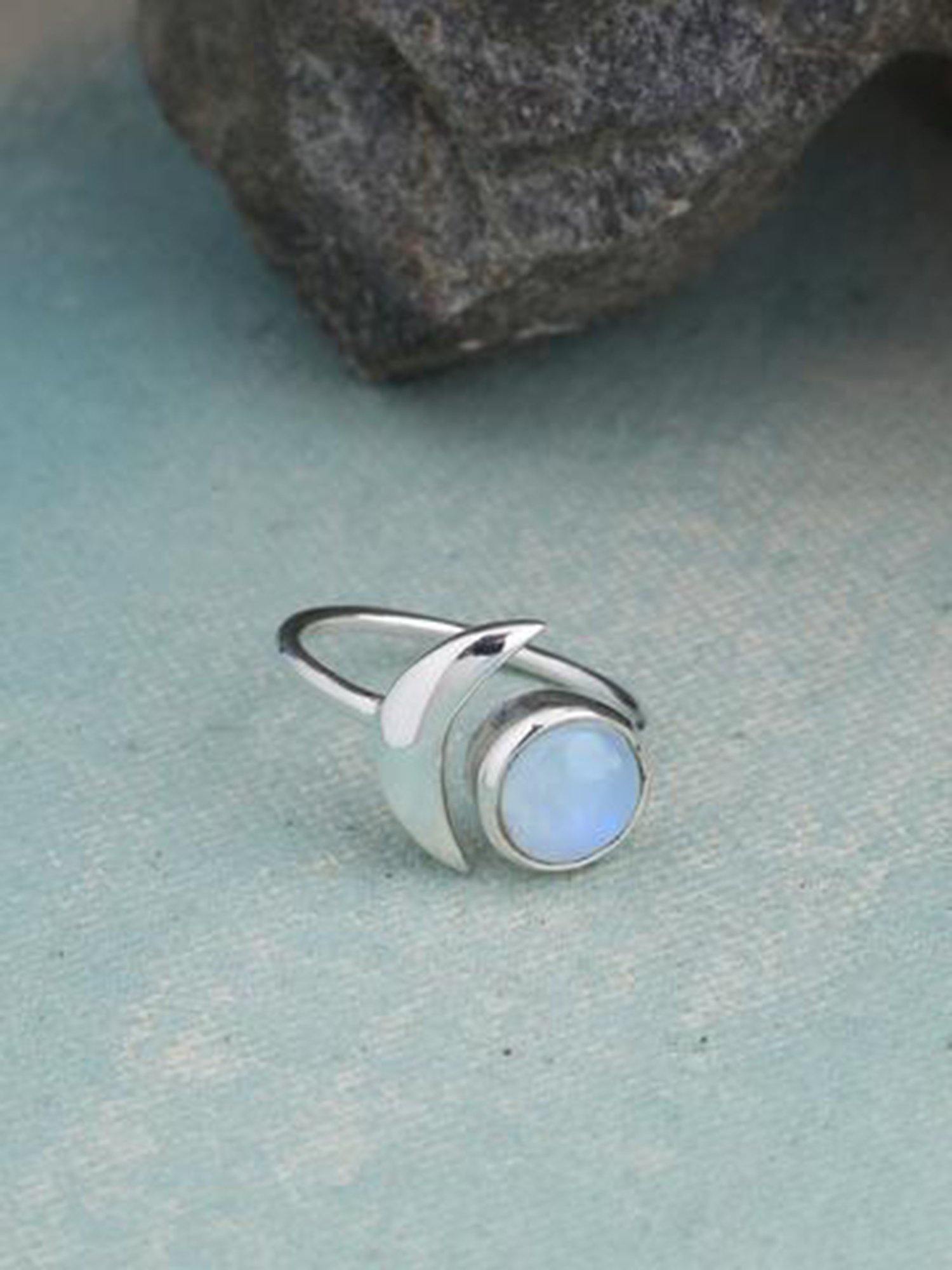Rainbow Moonstone Solid 925 Sterling Silver Designer Ring Jewelry - YoTreasure