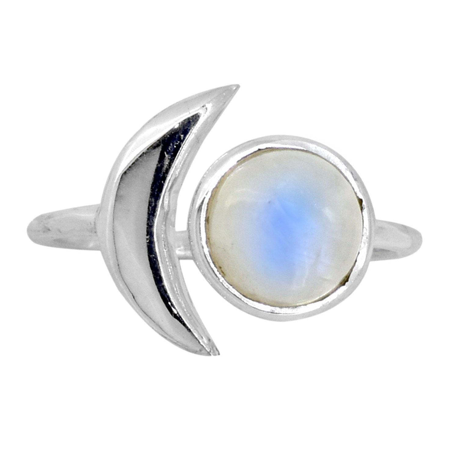 Rainbow Moonstone Solid 925 Sterling Silver Designer Ring Jewelry - YoTreasure