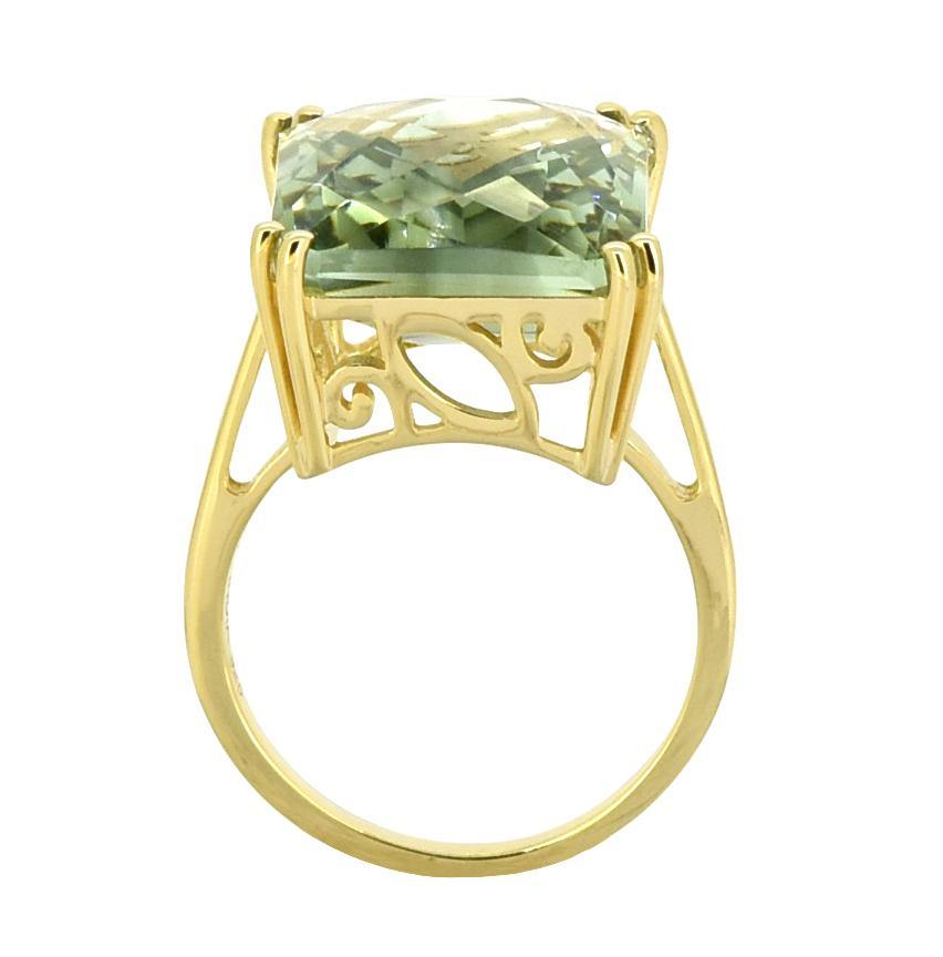 Green Amethyst Solid 925 Sterling Silver Gold Plated Ring Jewelry - YoTreasure