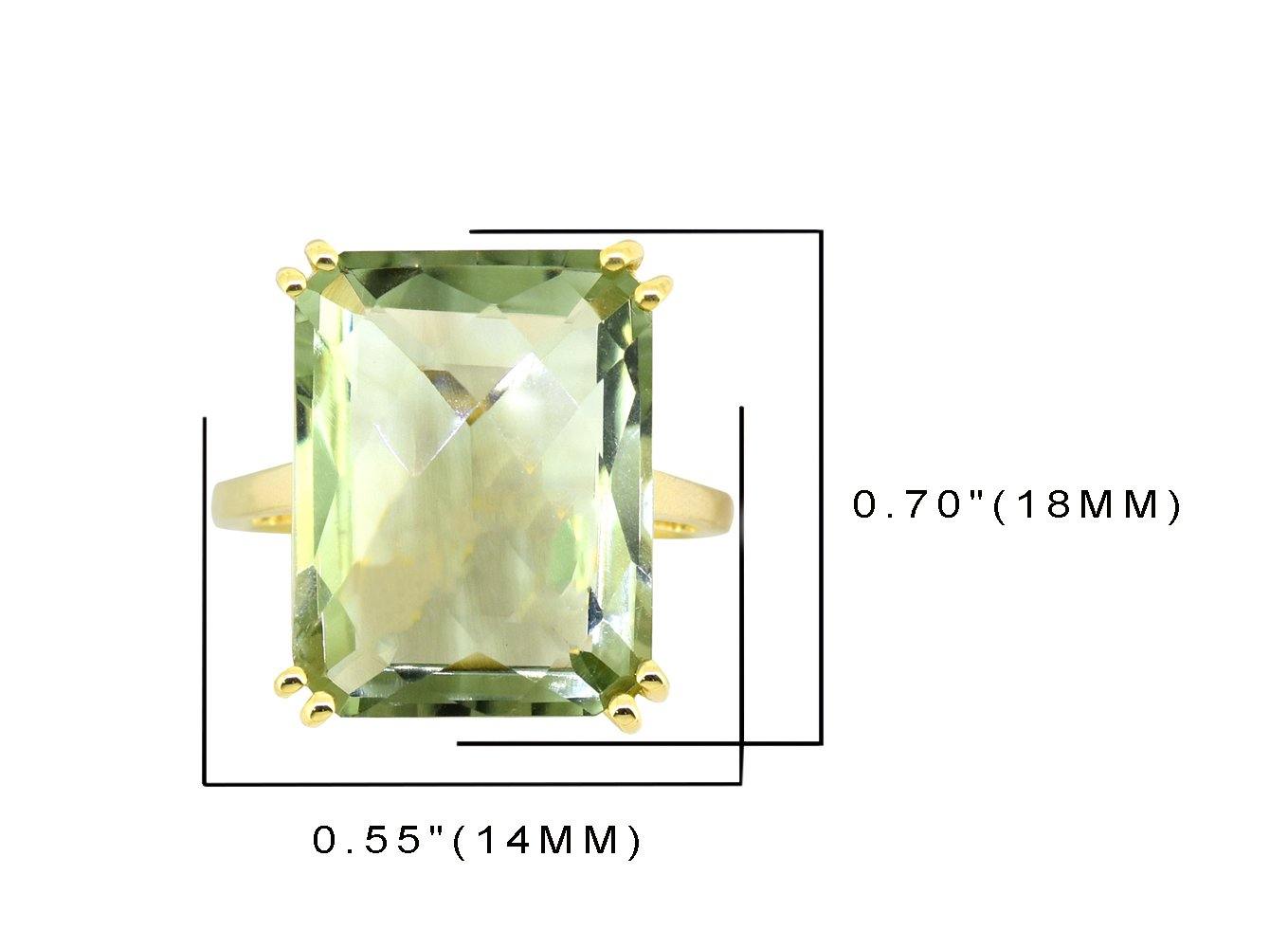 Green Amethyst Solid 925 Sterling Silver Gold Plated Ring Jewelry - YoTreasure