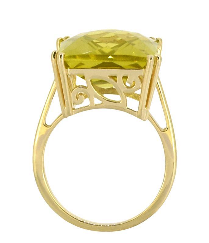 Green Gold Quartz Solid 925 Sterling Silver Gold Plated Statement Ring Jewelry - YoTreasure