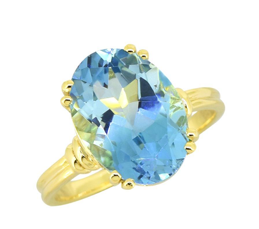 Sky Blue Topaz Solid 925 Sterling Silver Gold Plated Ring Jewelry - YoTreasure