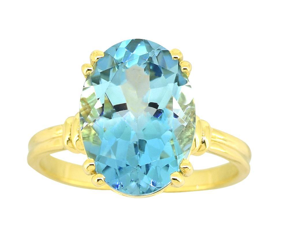 Sky Blue Topaz Solid 925 Sterling Silver Gold Plated Ring Jewelry - YoTreasure