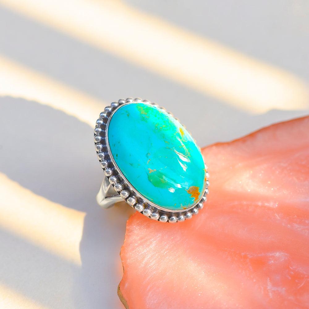 Blue Mohave Turquoise Solid 925 Sterling Silver Gemstone Ring Jewelry - YoTreasure