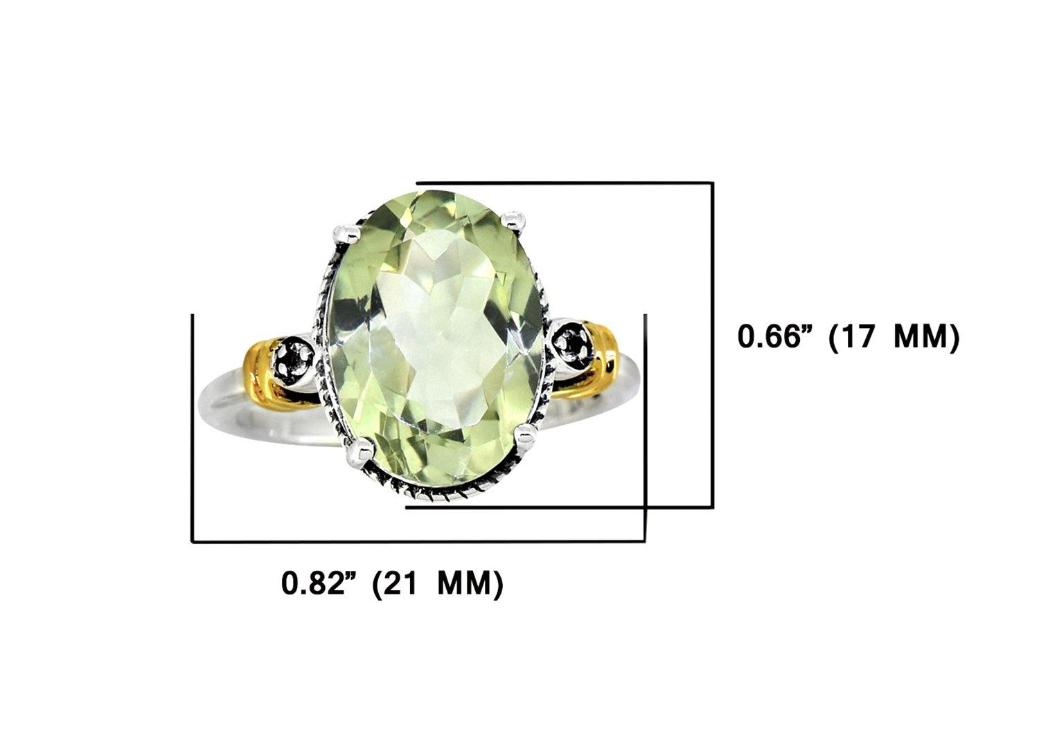 Green Amethyst White Topaz Solid 925 Sterling Silver Gold Plated Ring Gemstone Jewelry - YoTreasure