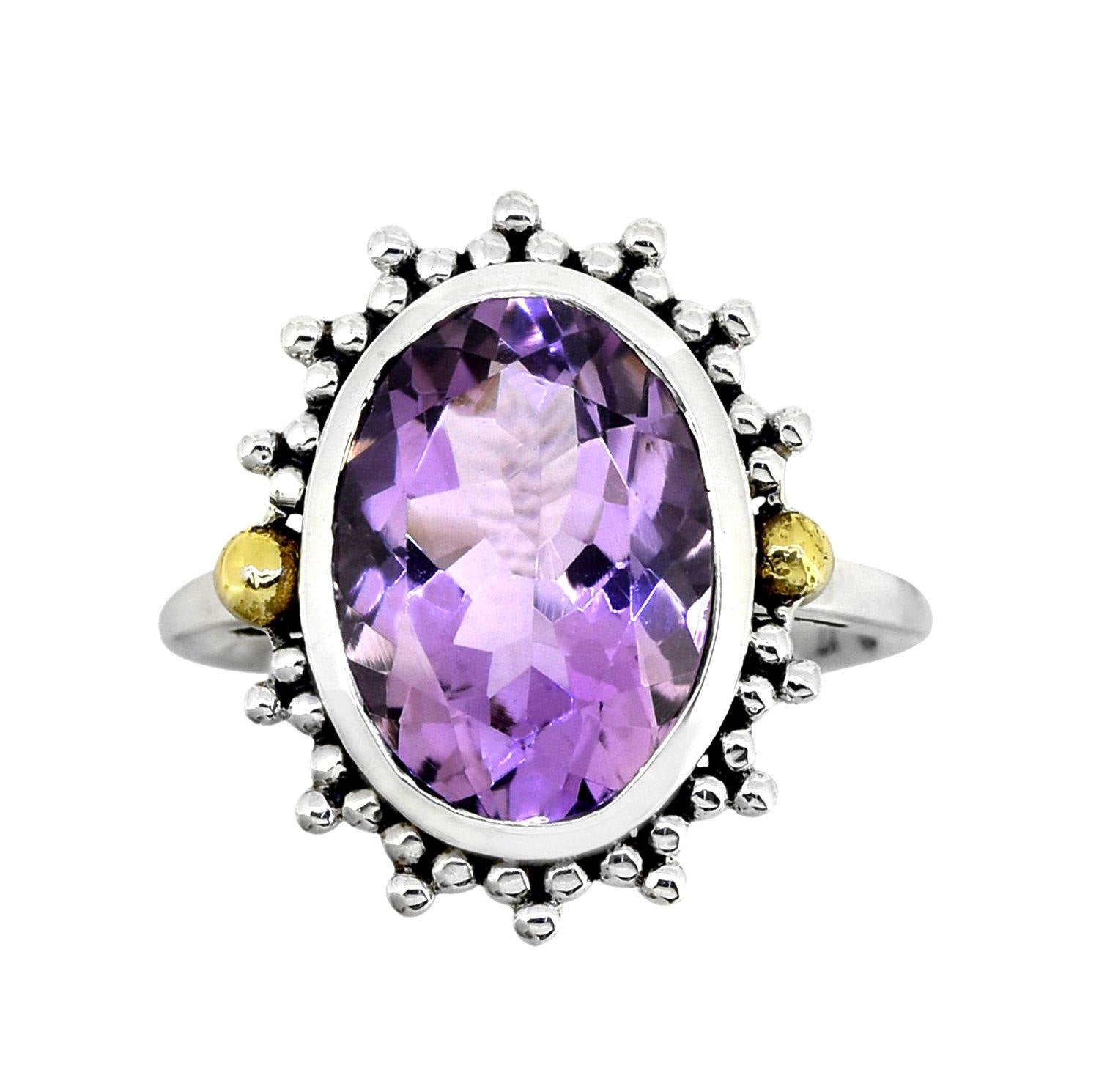 Pink Amethyst Solid 925 Sterling Silver Brass Ring Gemstone Jewelry - YoTreasure