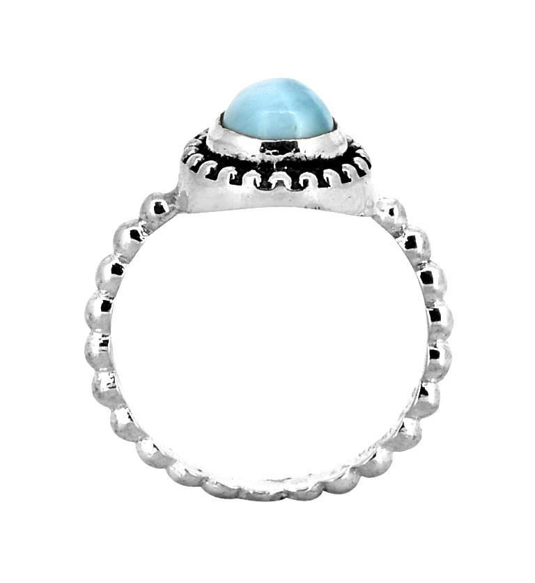 Natural Larimar Solid 925 Sterling Silver Teardrop Ring Genuine Gemstone Jewelry - YoTreasure
