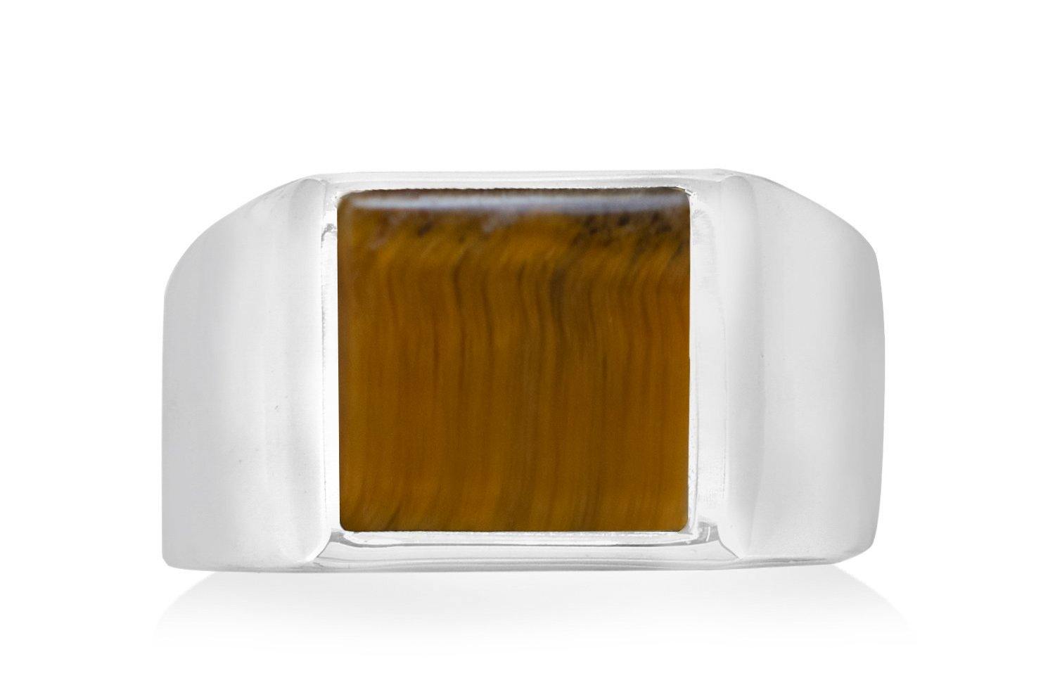Tiger Eye Solid 925 Sterling Silver Ring Men's Jewelry - YoTreasure