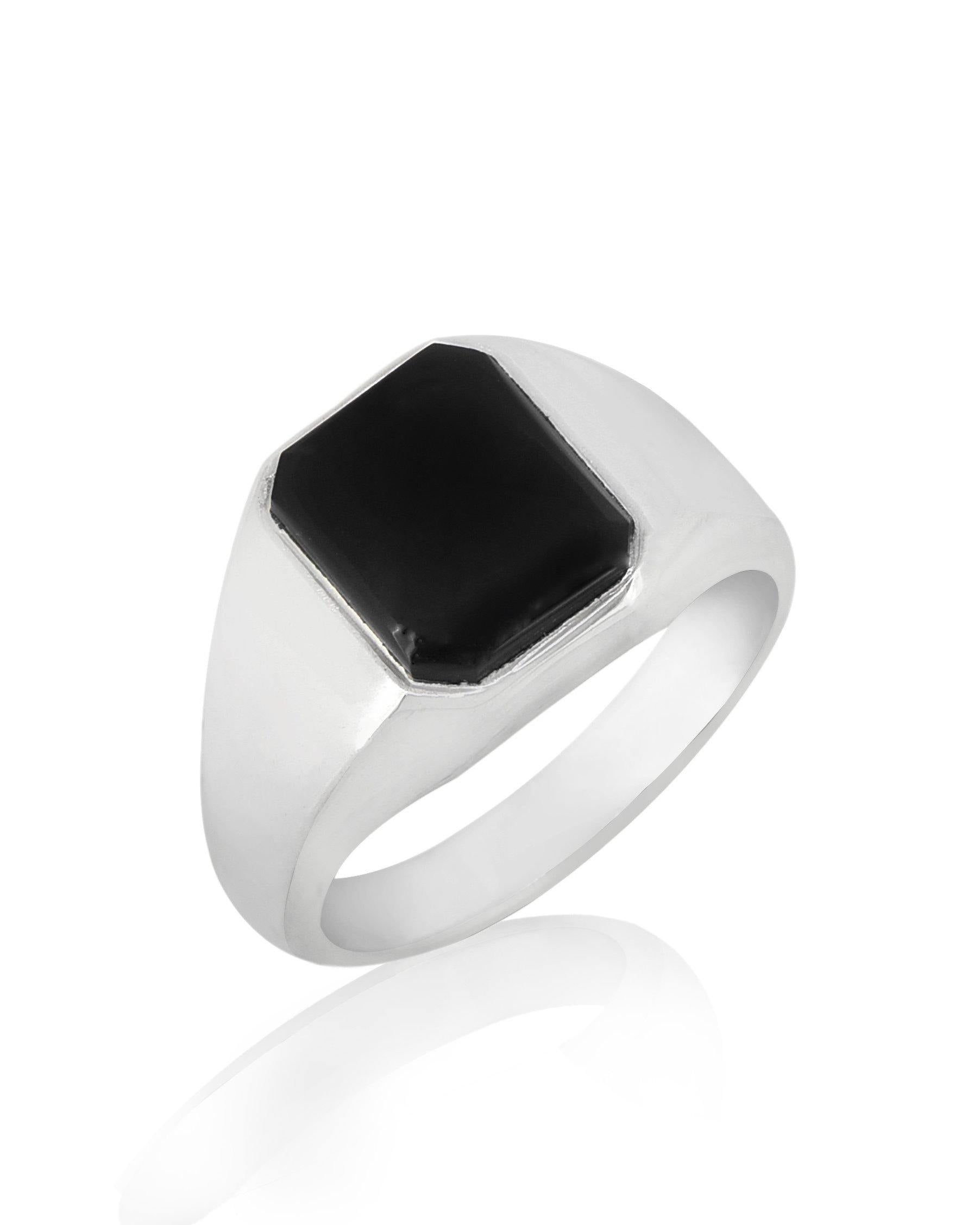 Black Onyx Solid 925 Sterling Silver Gemstone Ring Men's Jewelry - YoTreasure