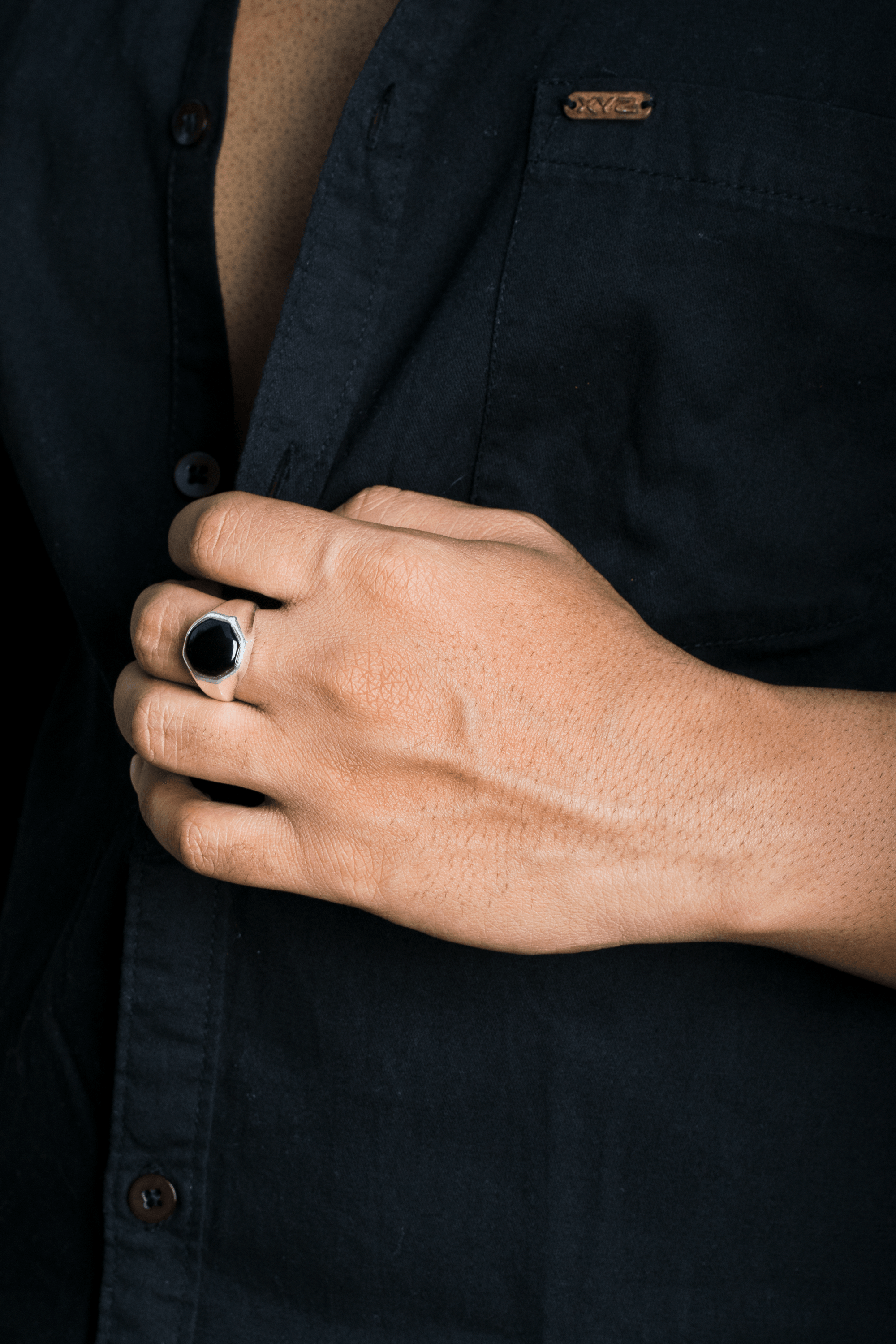 Octagon Black Onyx Solid 925 Sterling Silver Solitaire Ring Men's Jewelry - YoTreasure