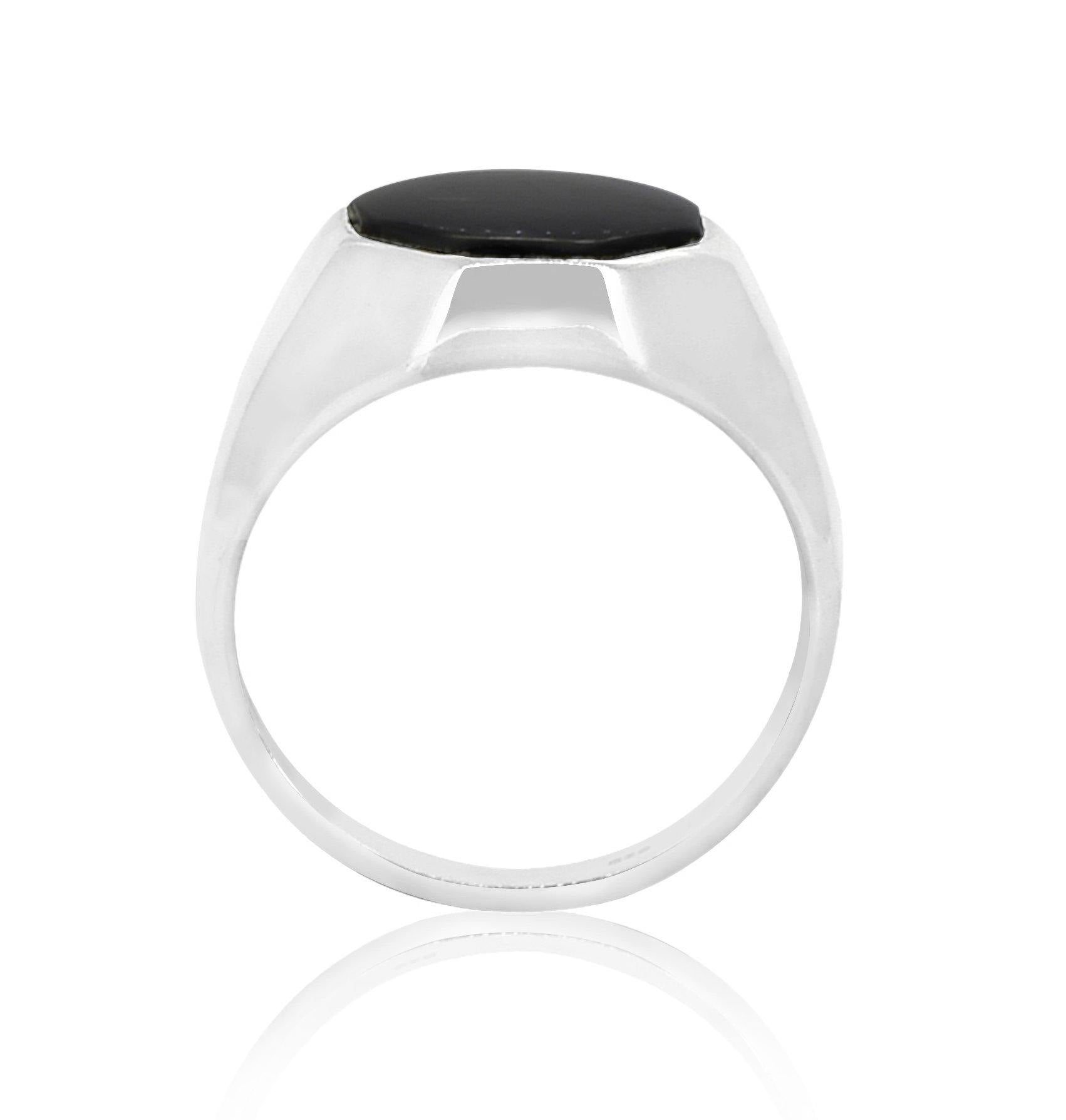 Octagon Black Onyx Solid 925 Sterling Silver Solitaire Ring Men's Jewelry - YoTreasure