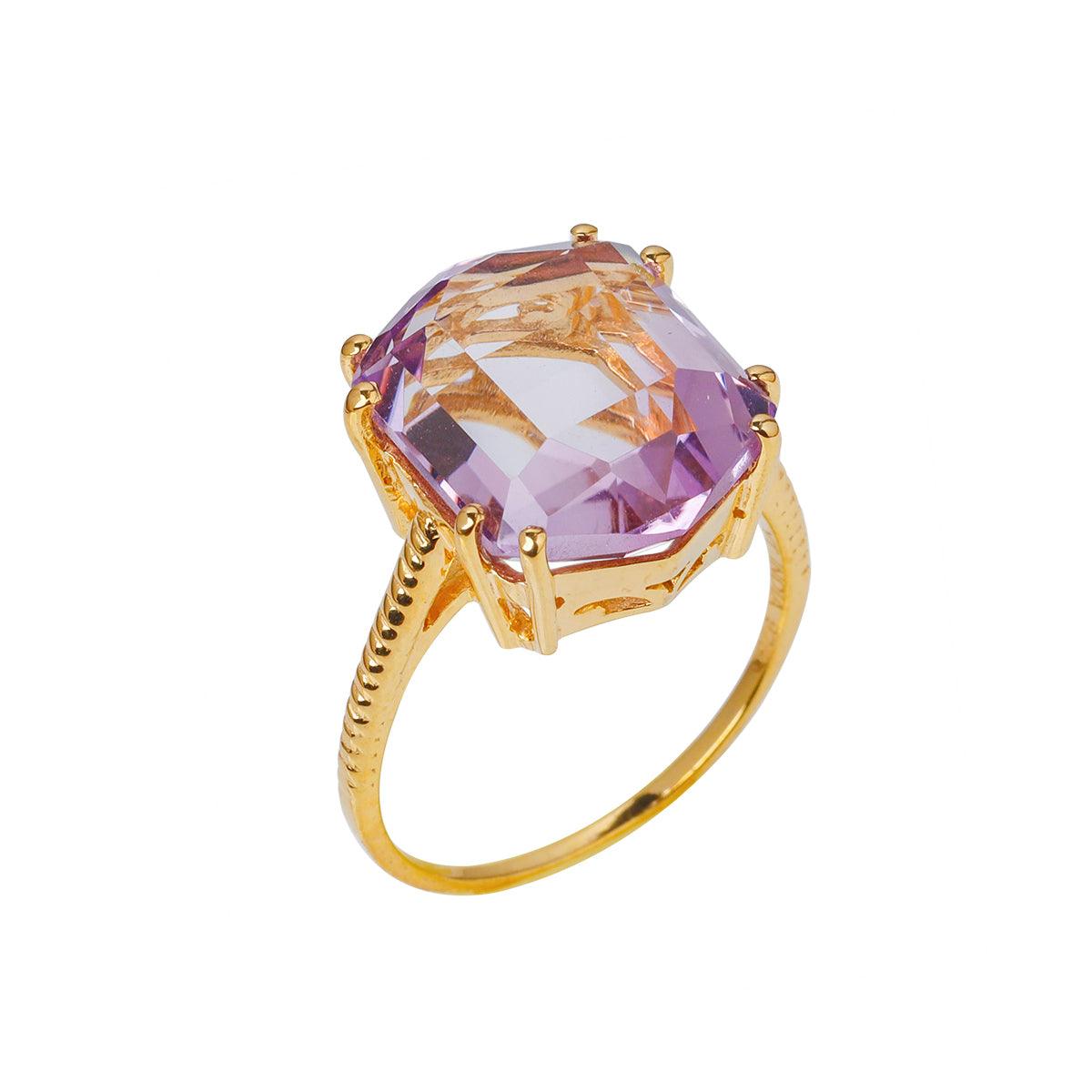 Amethyst Gold Over 925 Sterling Silver Statement Ring Jewelry - YoTreasure