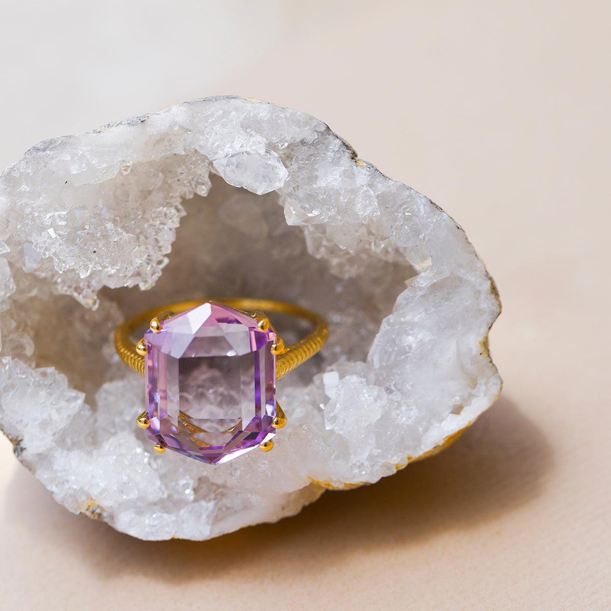 Amethyst Gold Over 925 Sterling Silver Statement Ring Jewelry - YoTreasure