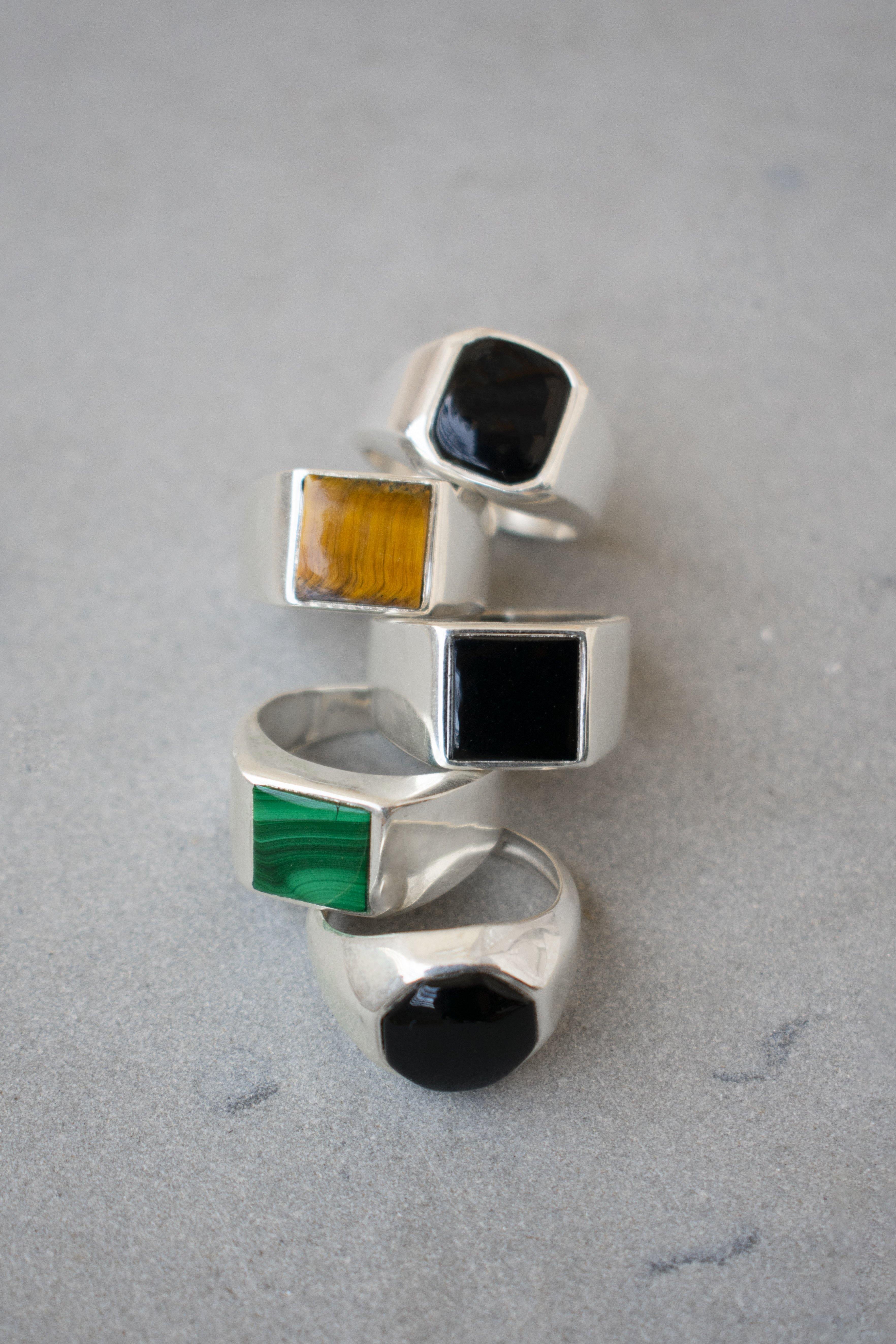 Octagon Black Onyx Solid 925 Sterling Silver Solitaire Ring Men's Jewelry - YoTreasure