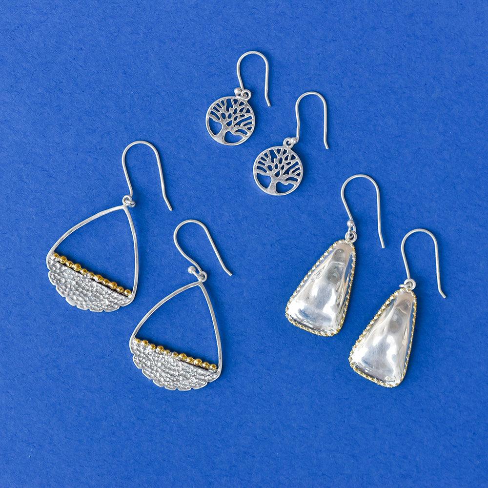 Solid 925 Sterling Silver Brass Dangle Earrings Jewelry - YoTreasure