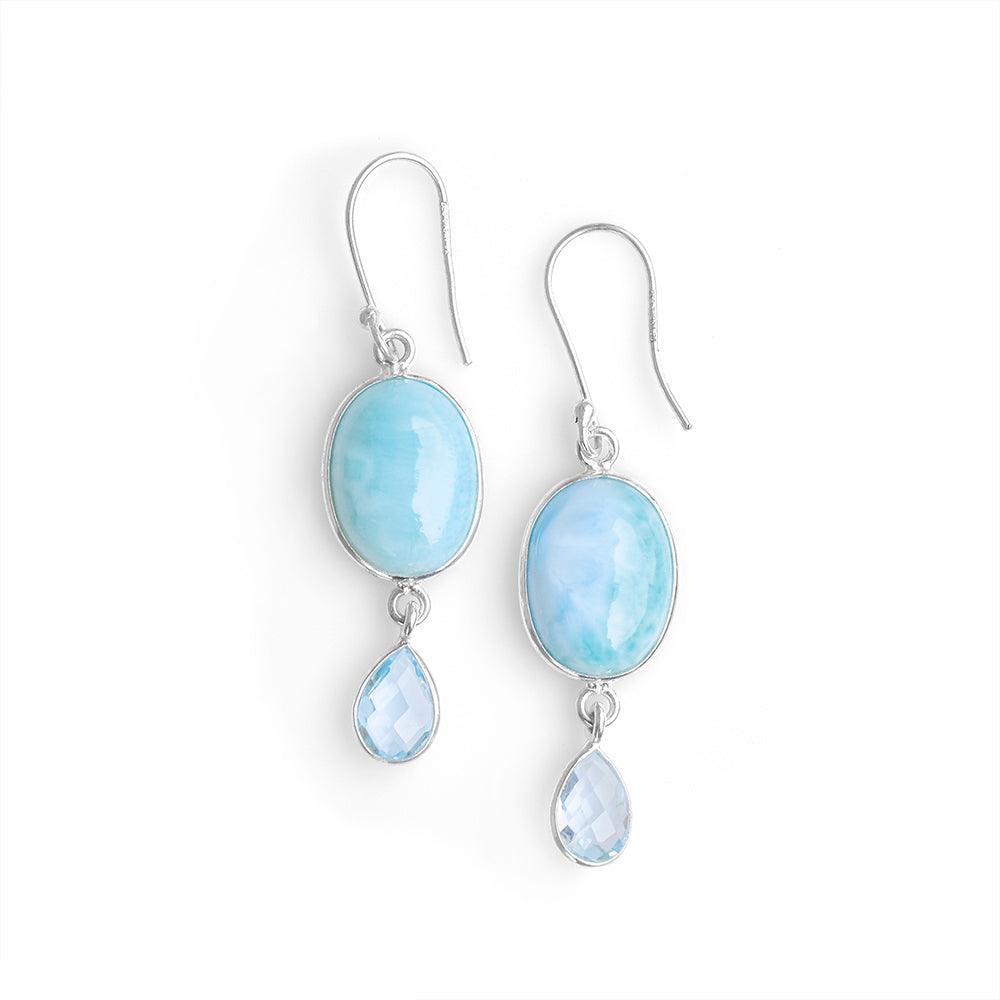 Larimar Blue Topaz Solid 925 Sterling Silver Dangle Earrings Jewelry - YoTreasure