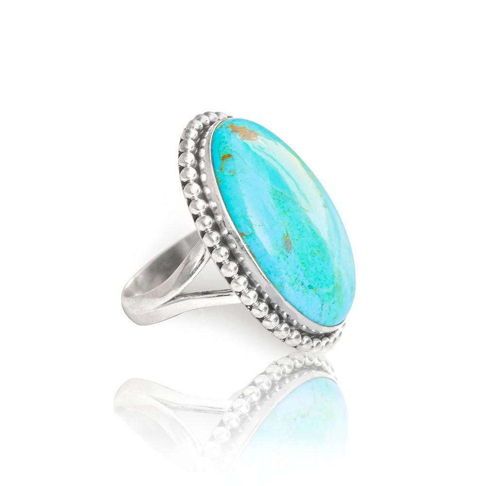 Blue Mohave Turquoise Solid 925 Sterling Silver Gemstone Ring Jewelry - YoTreasure