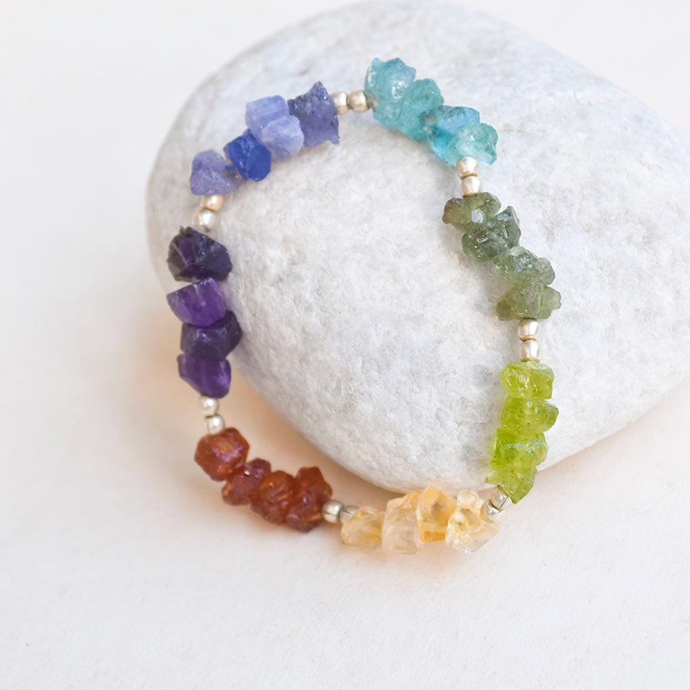 Chakra Stones 925 Sterling Silver Stretch Bracelet Jewelry - YoTreasure