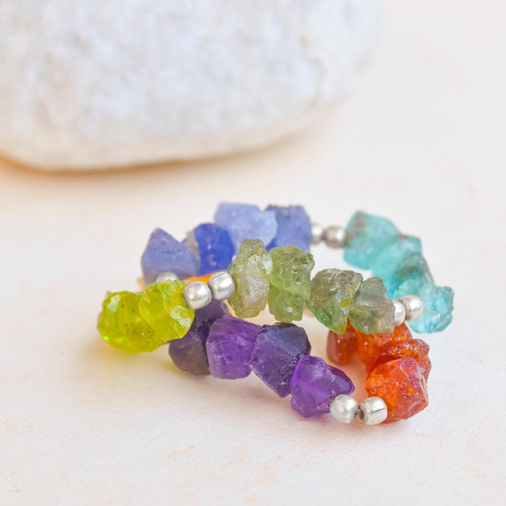 Chakra Stones 925 Sterling Silver Stretch Bracelet Jewelry - YoTreasure